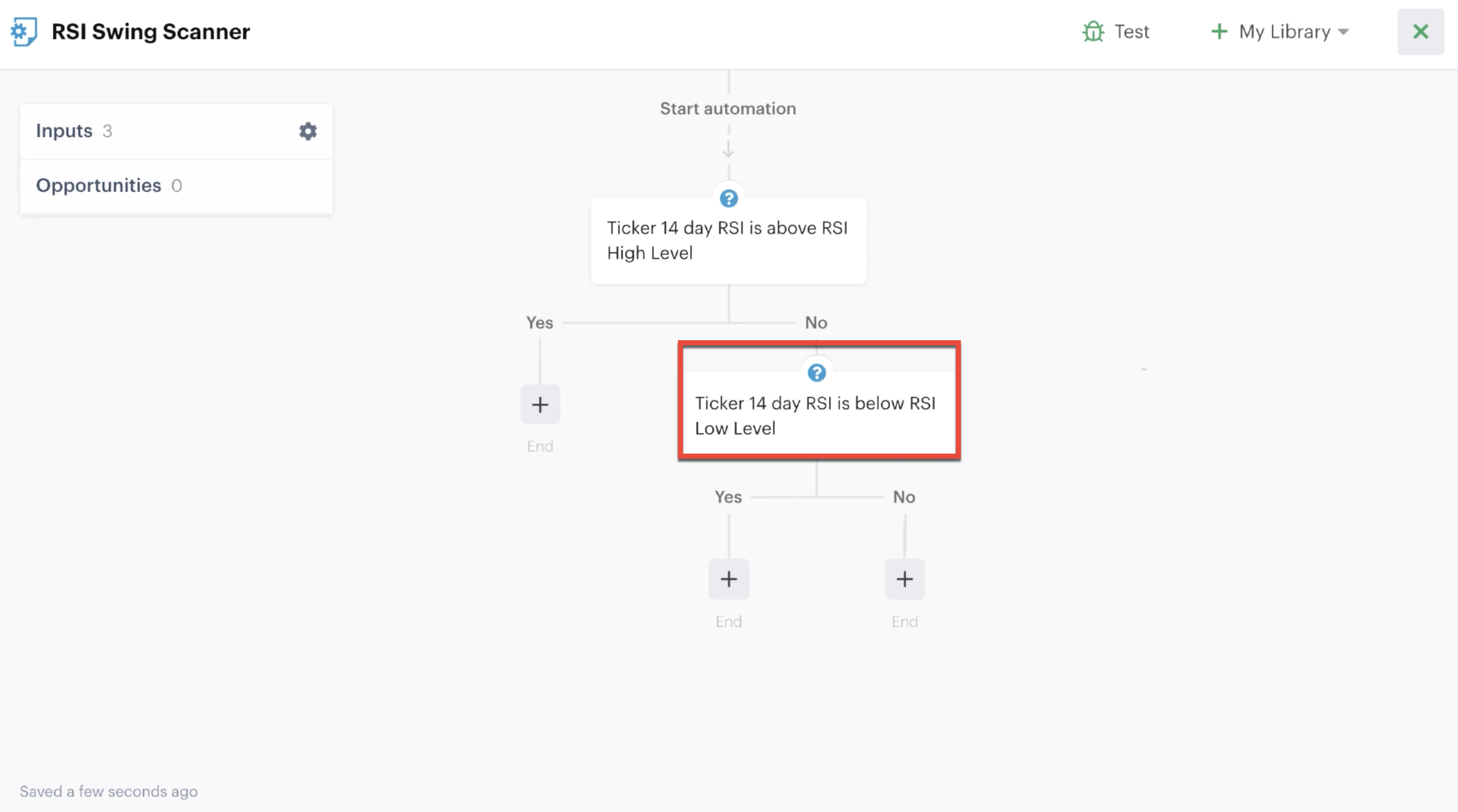 Decision recipe referencing low level RSI added to the automation editor