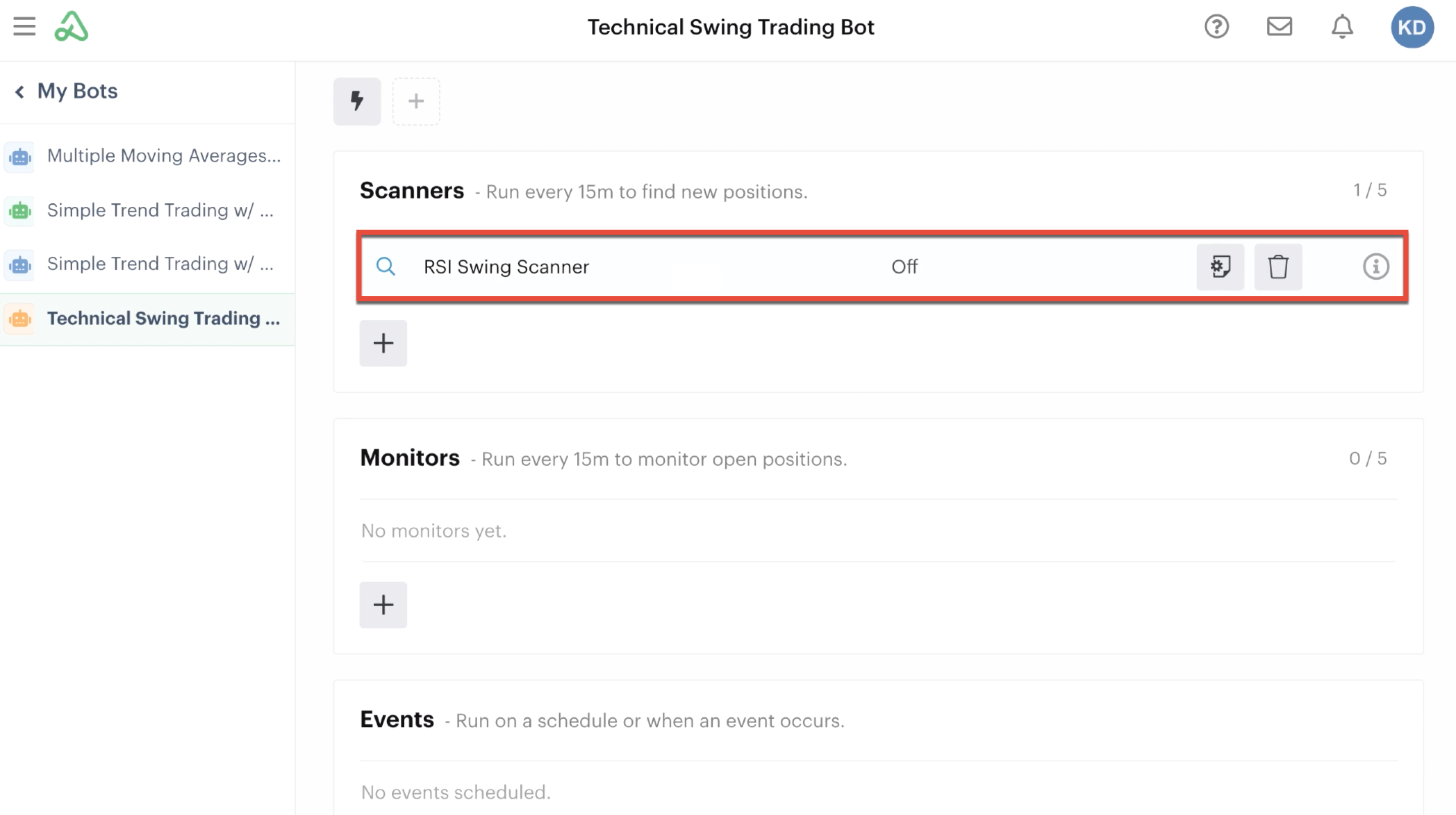 Scanner automation in bot dashboard