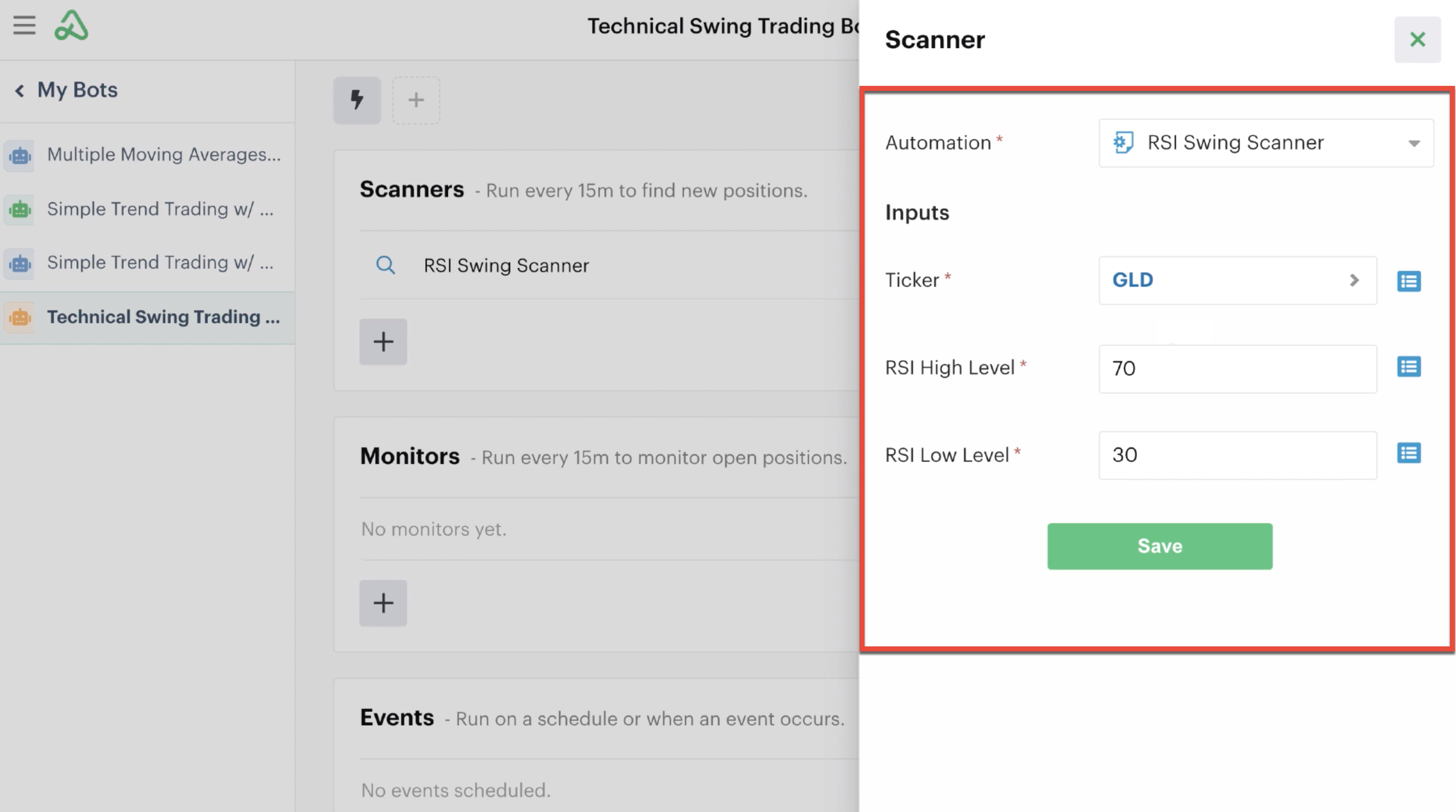 Adding and editing a previously created automation