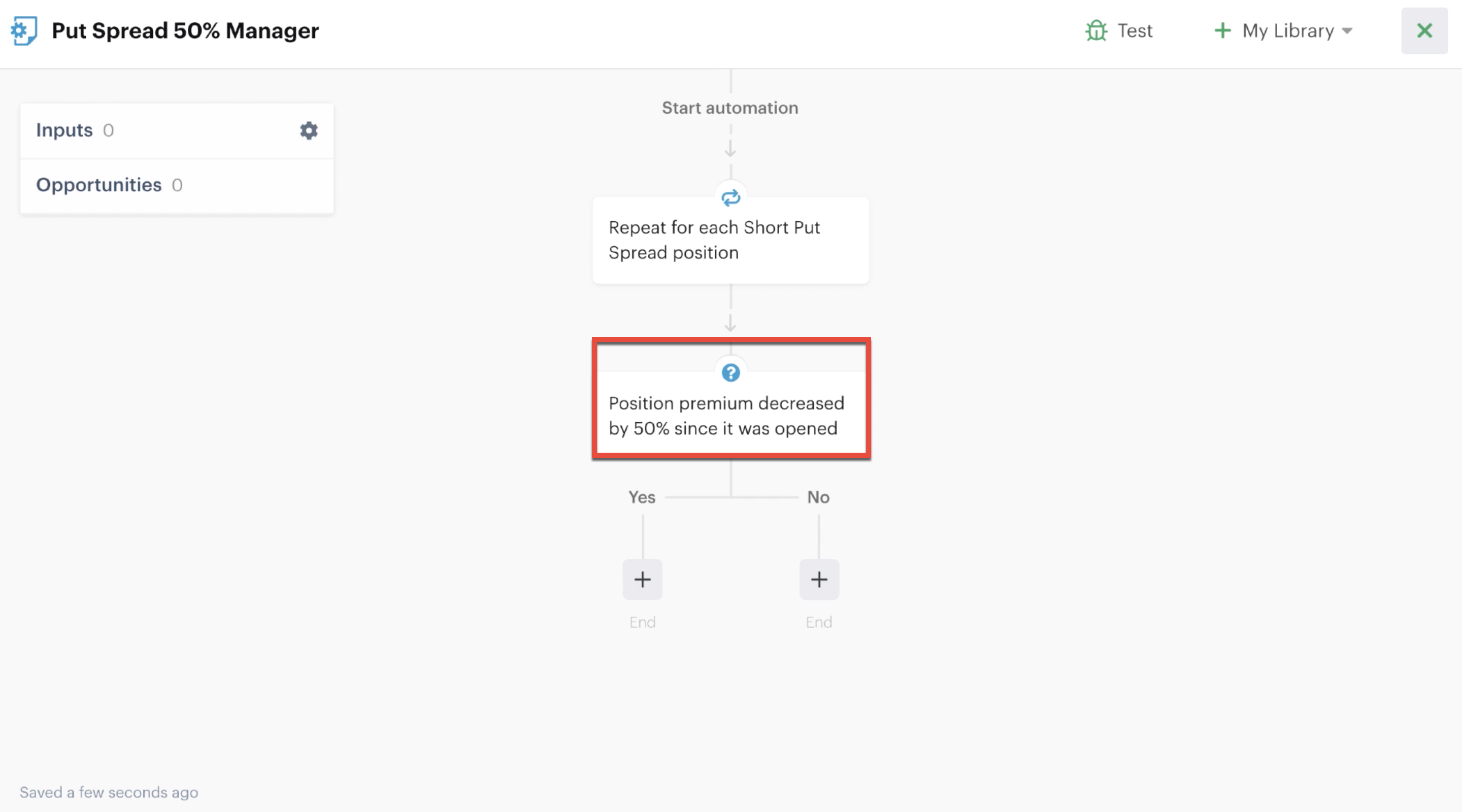 Decision action added to the automation editor