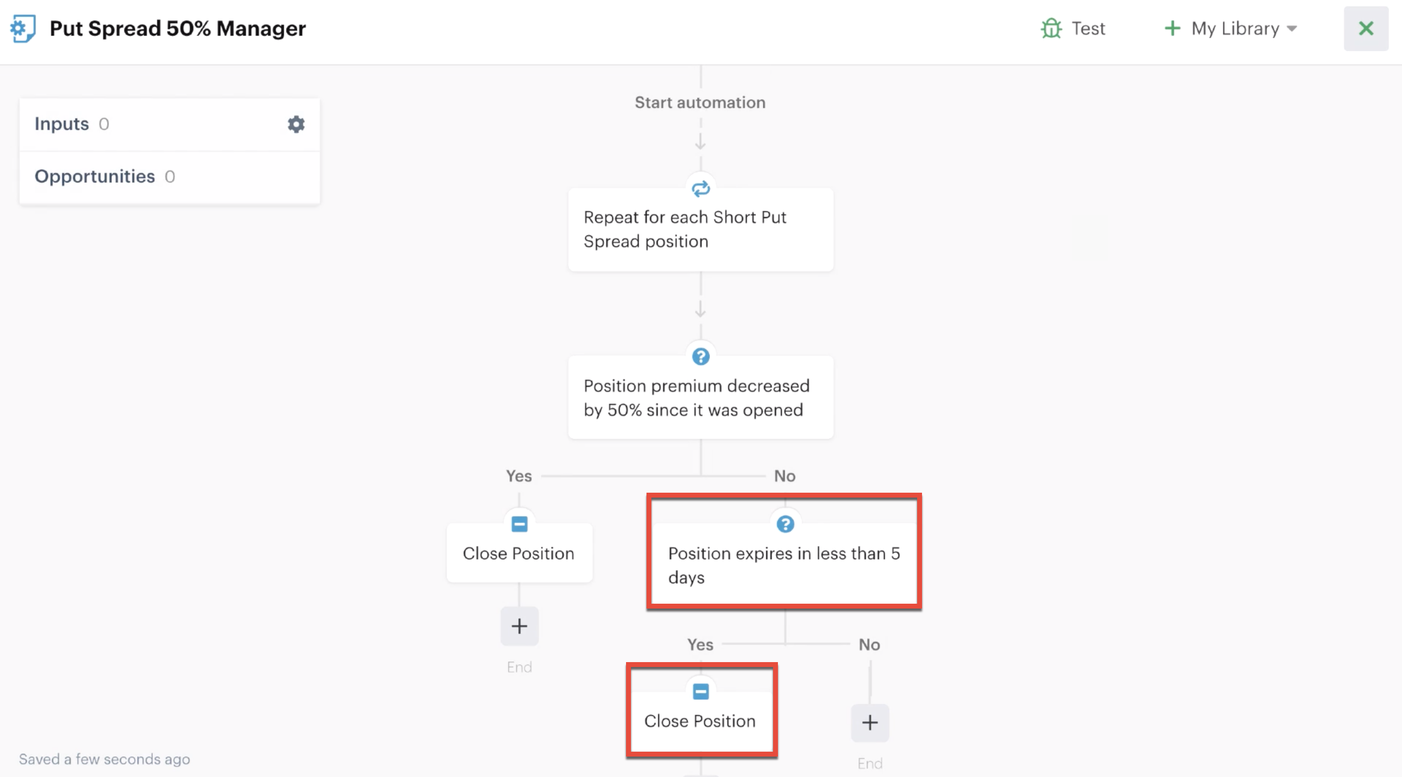 Decision action and close position action added to automation editor