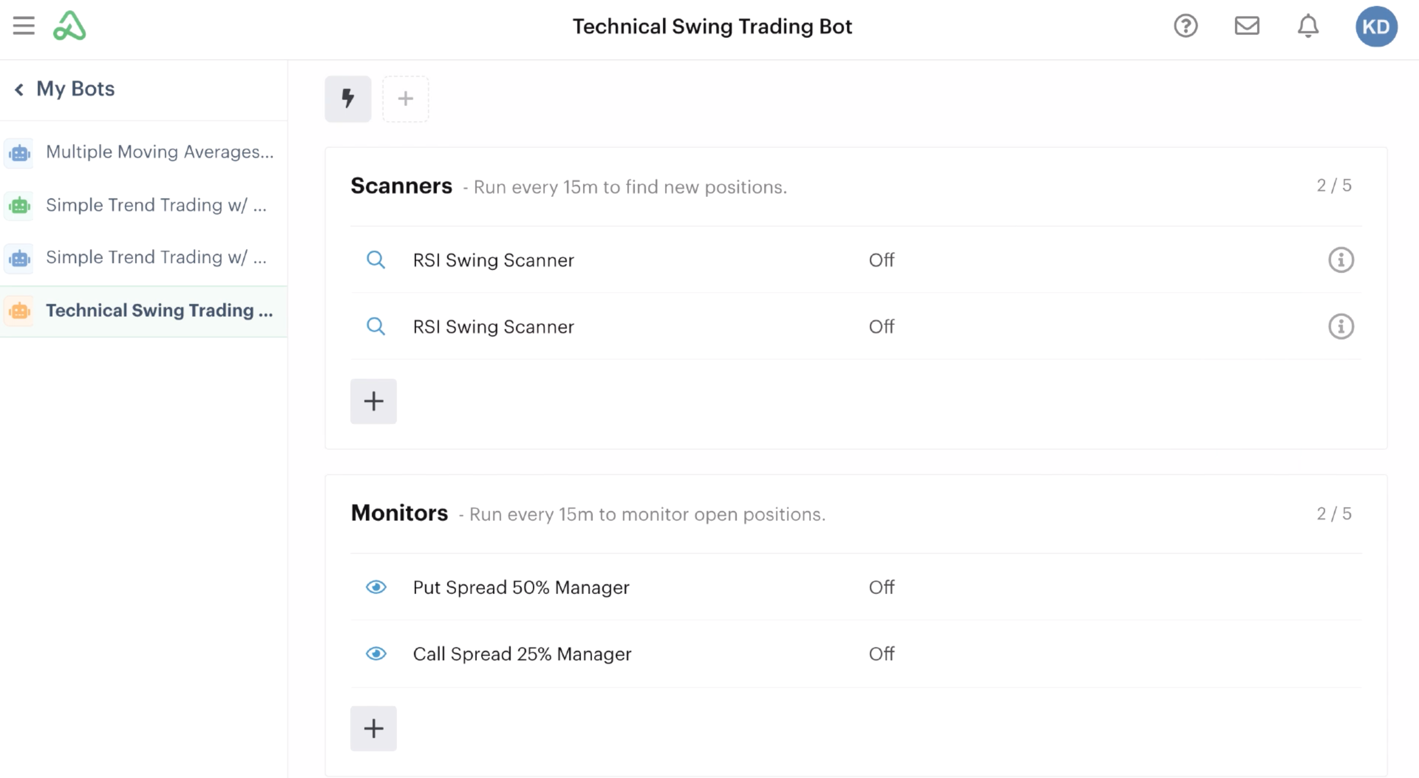 Completed automations in the bot