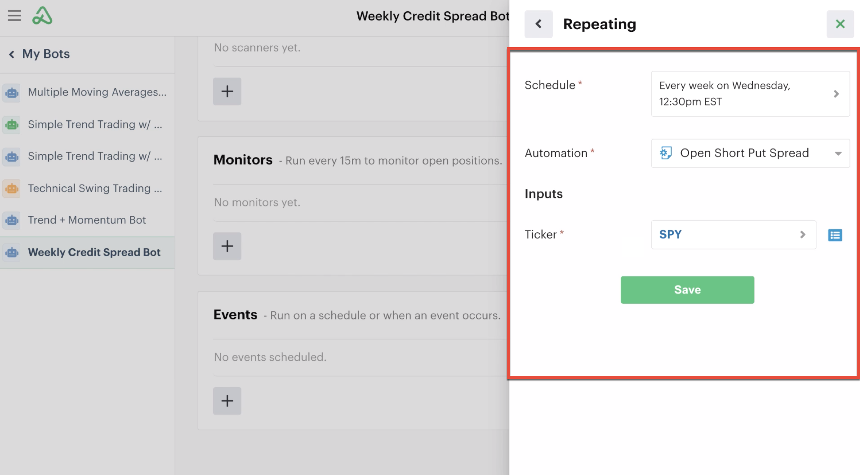Event automation details with scanner automation
