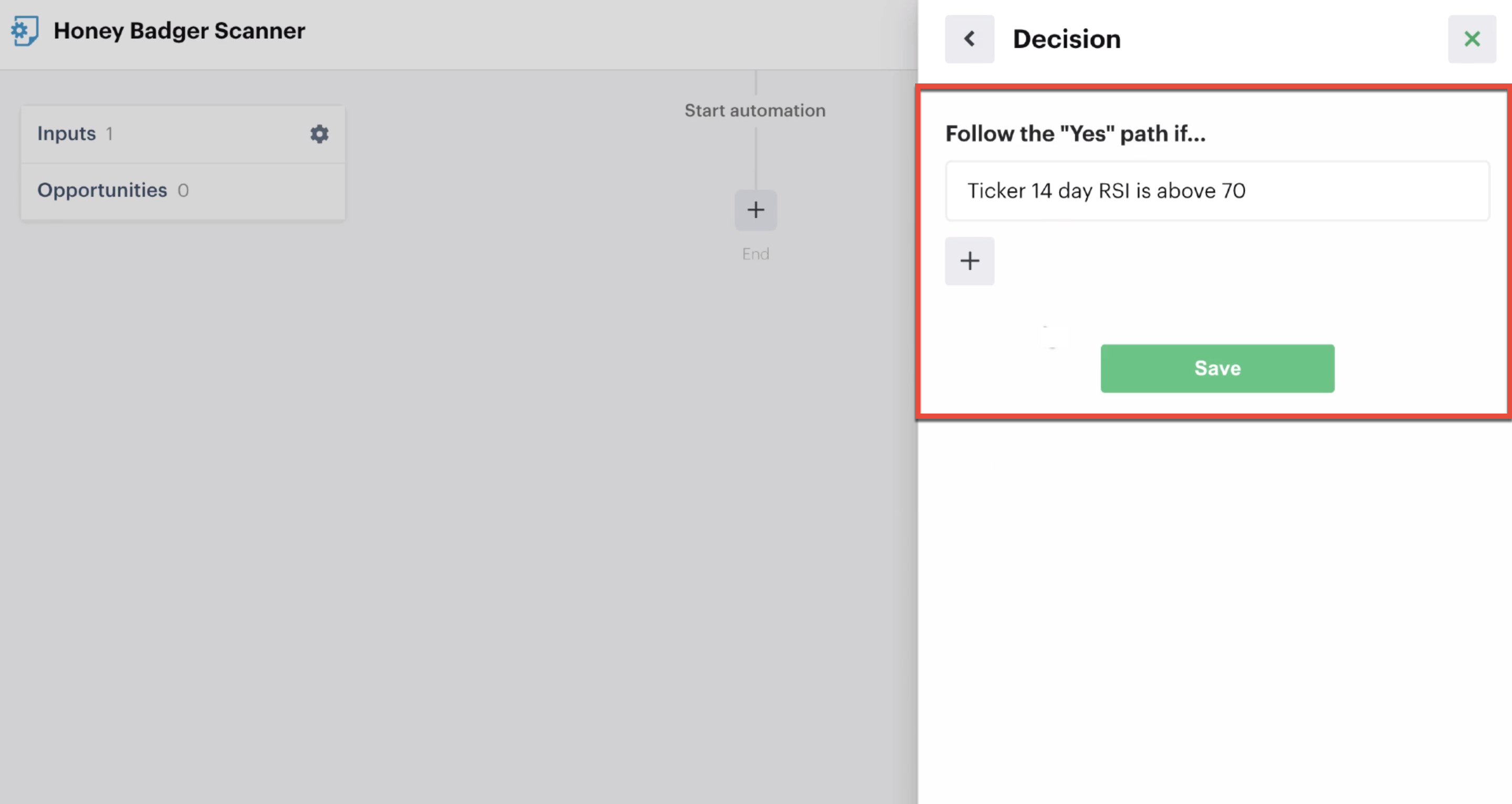 Decision recipe details