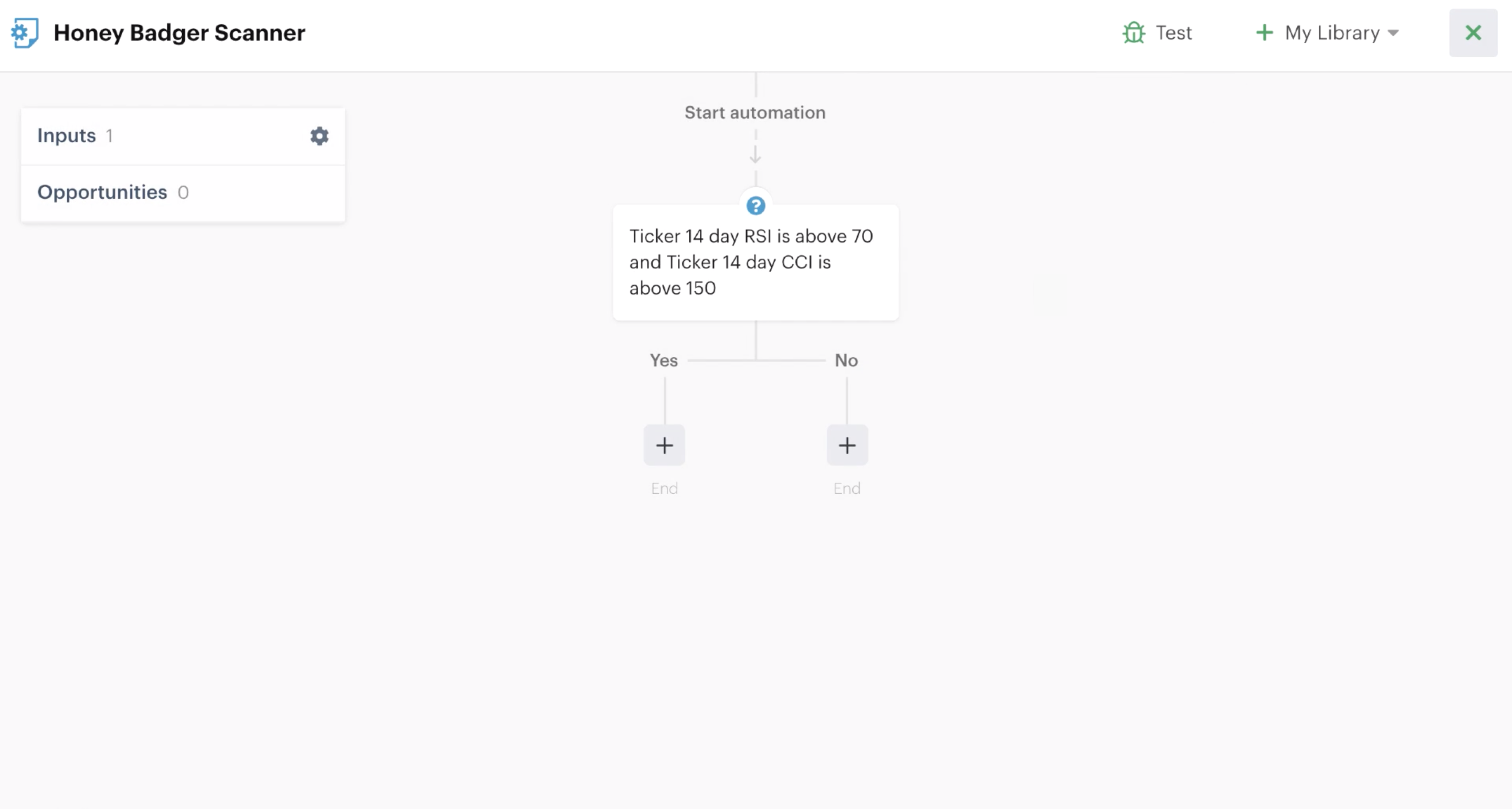 Decision action with two recipes added to automation editor