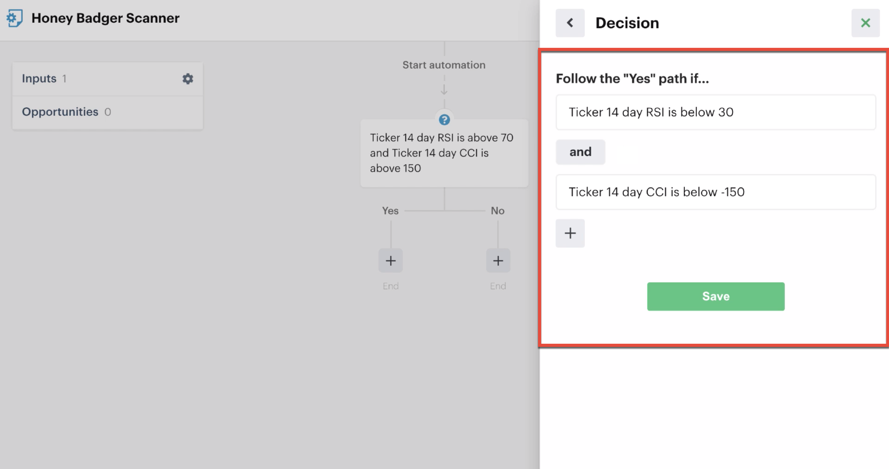 Two decision recipes with "and" functin