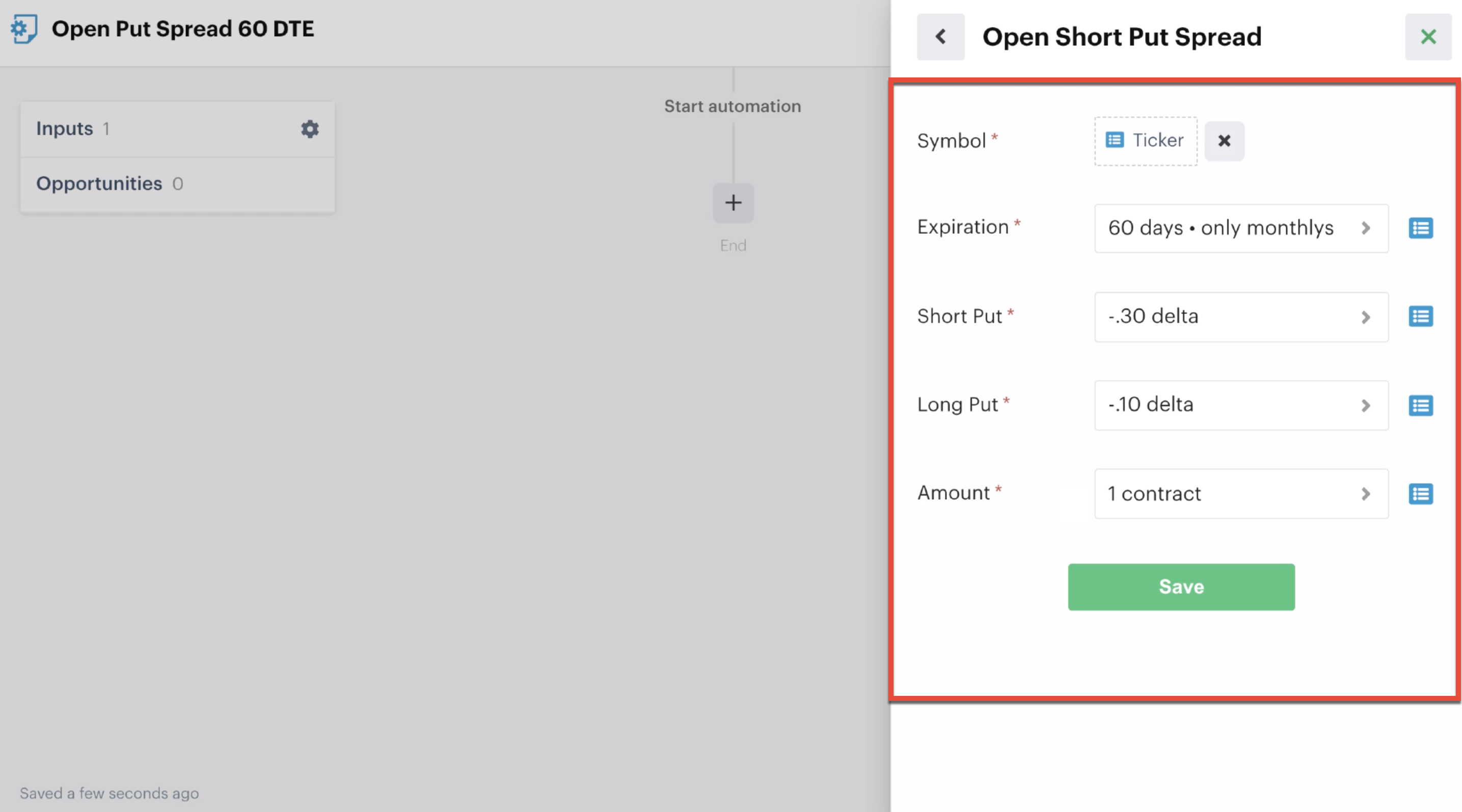 Short put spread details