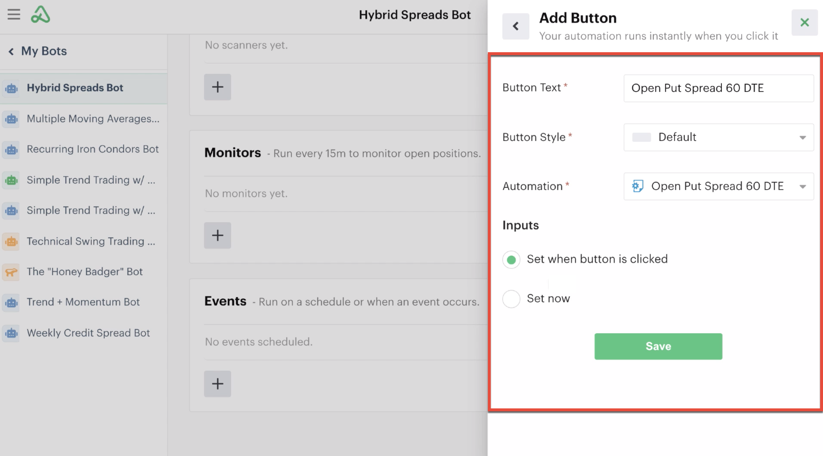 Button automation details