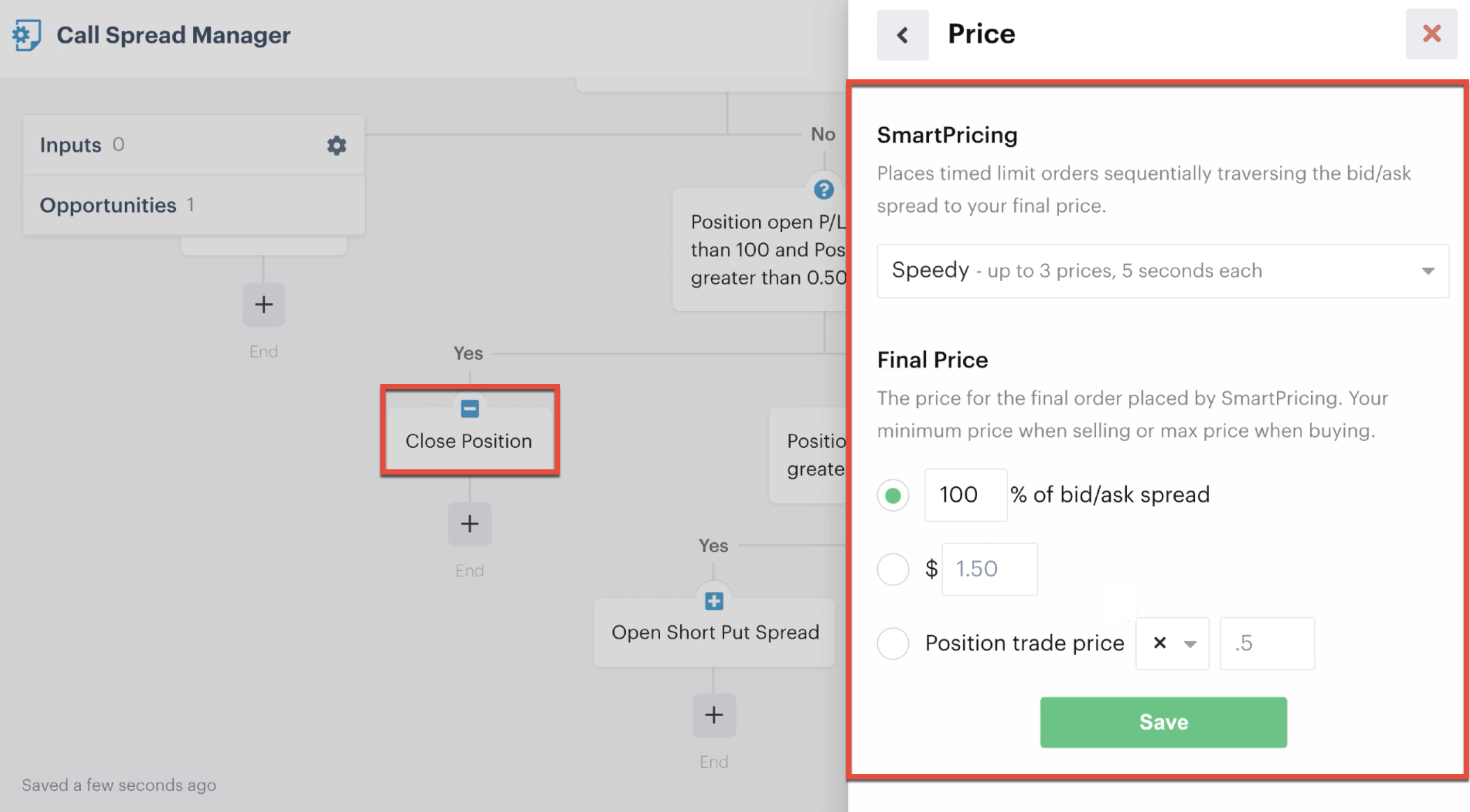 Close position SmartPricing speedy setting