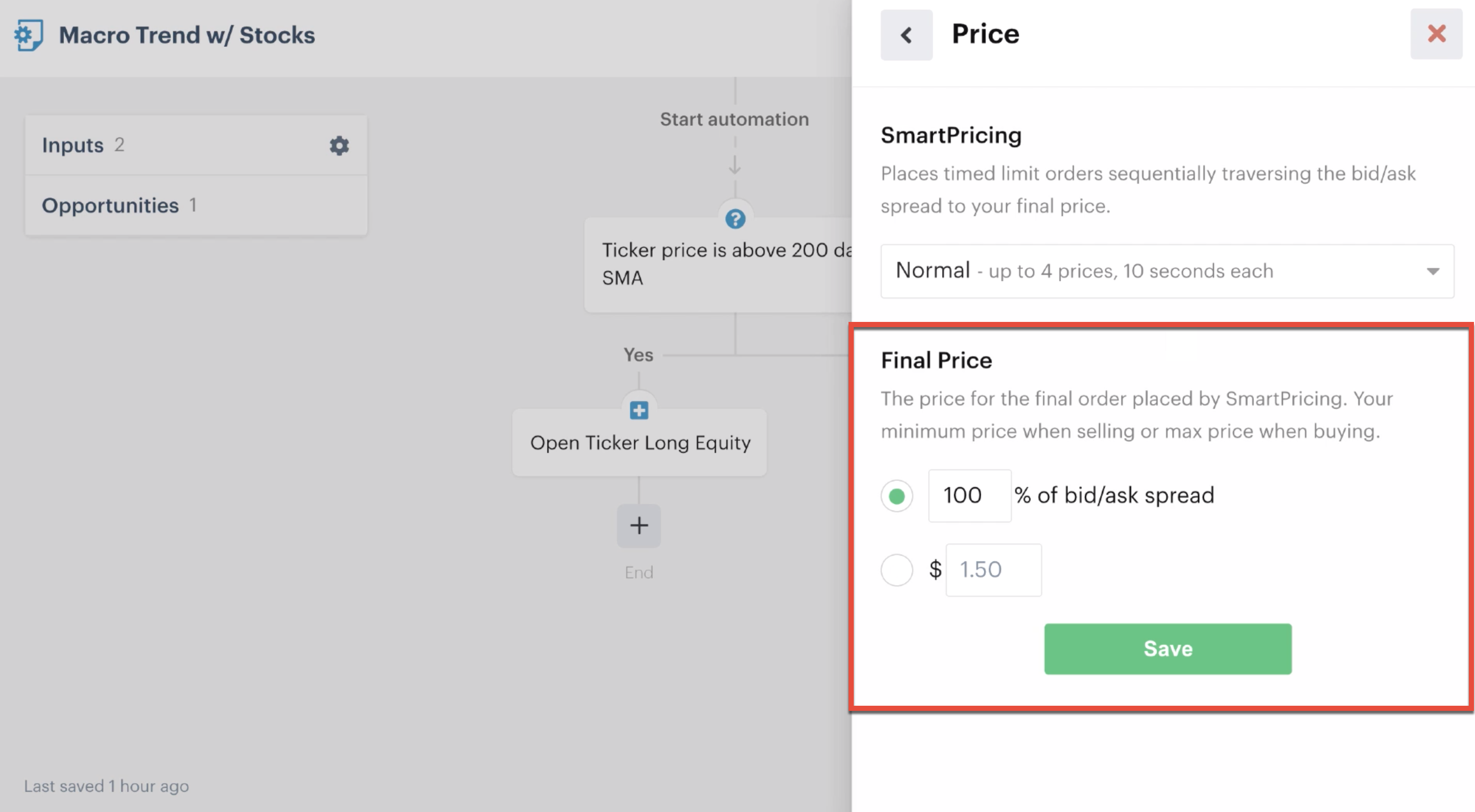 Final price settings