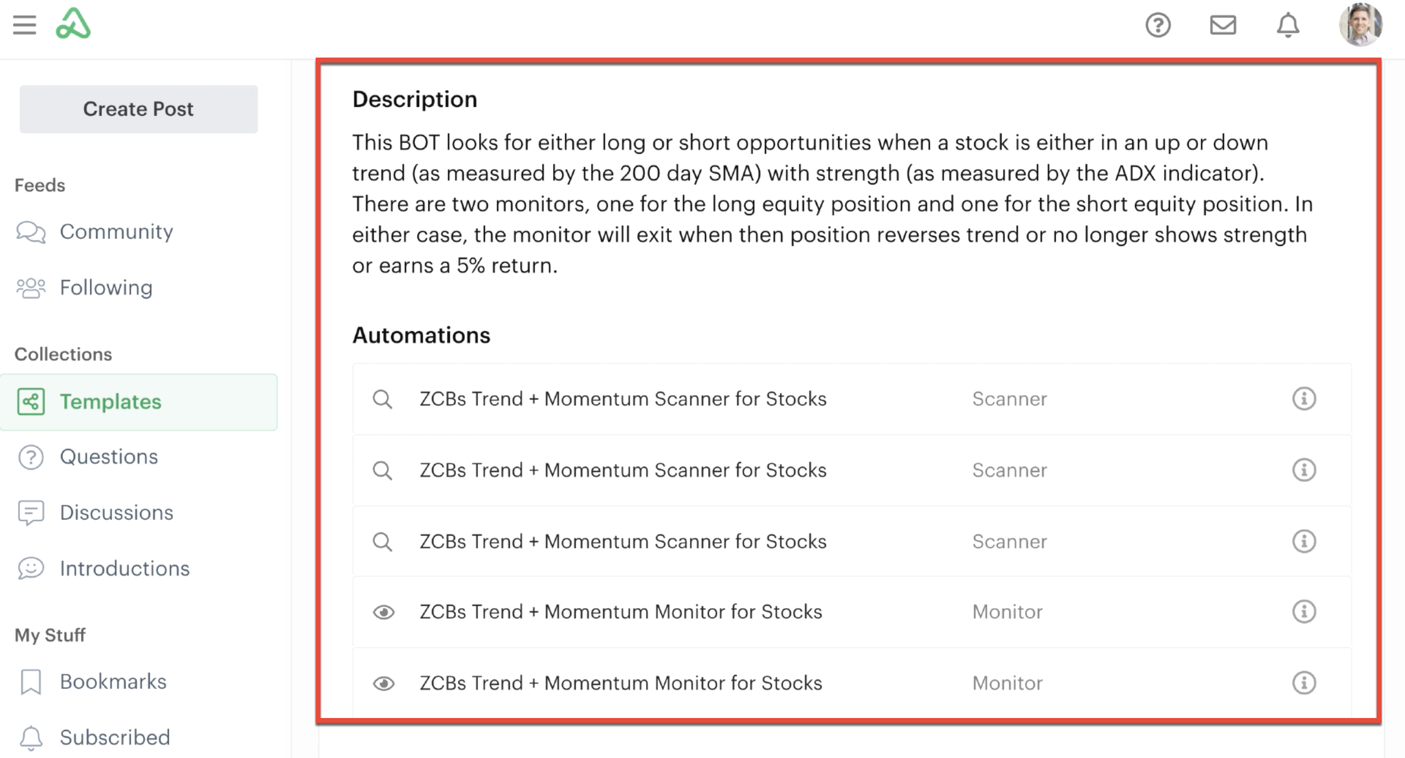 Template description and automations