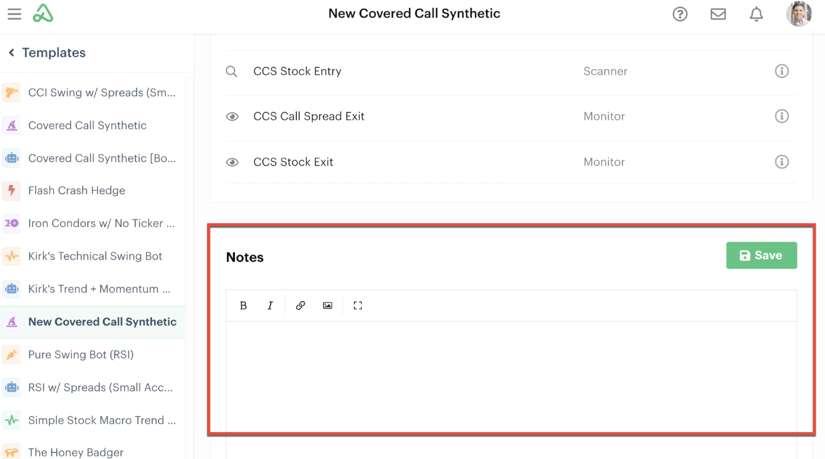 Template notes