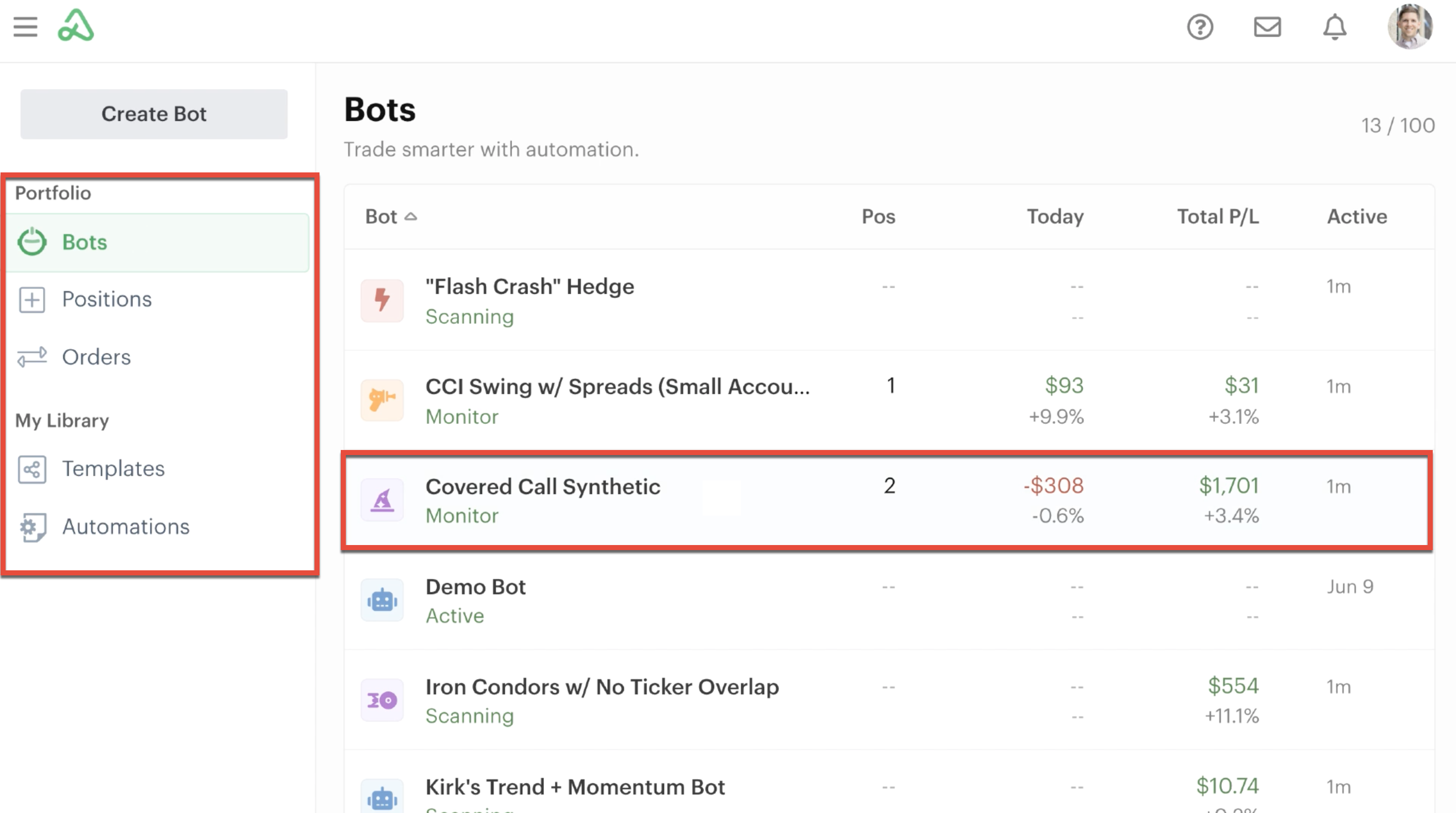 Bot section bot dashboard