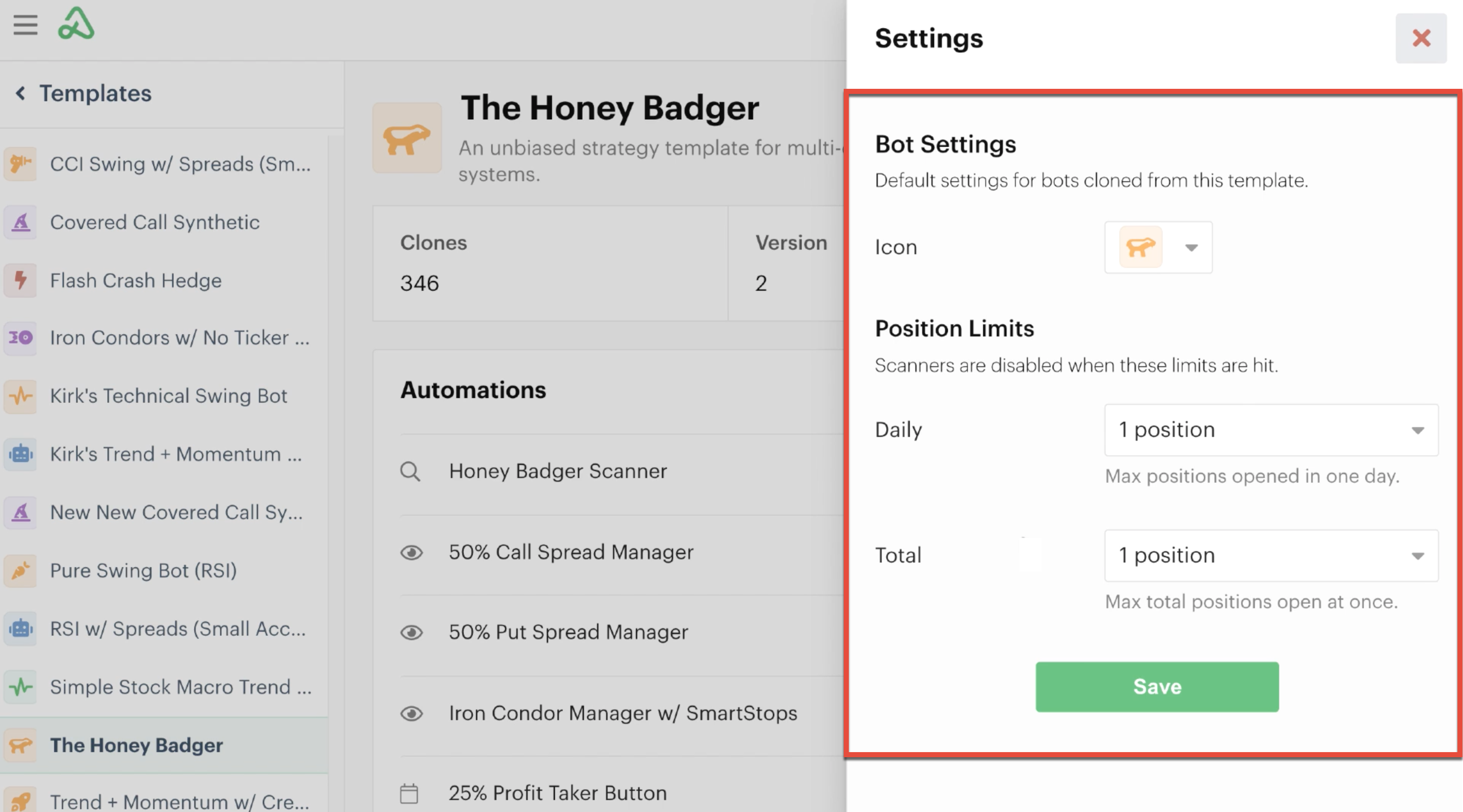 Template global settings