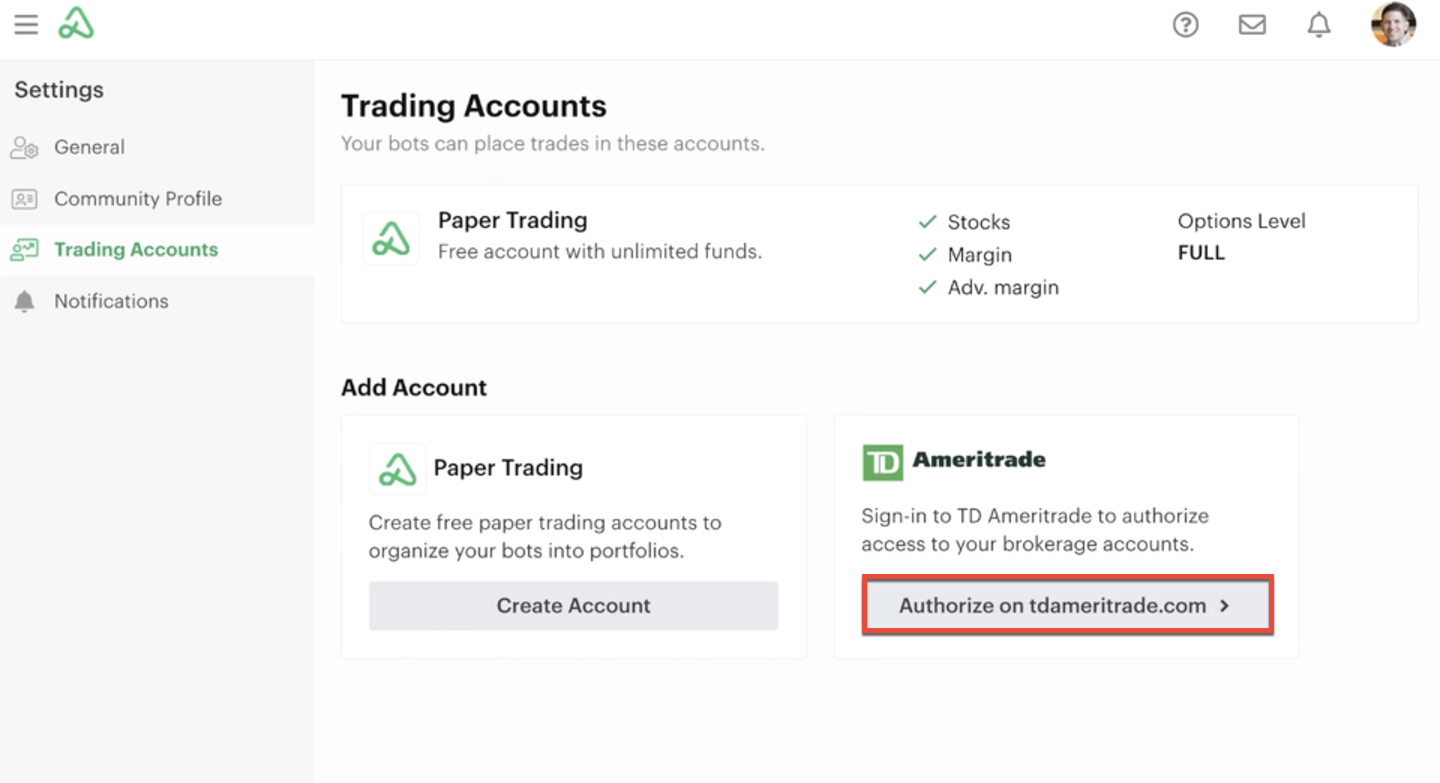 Authorization button