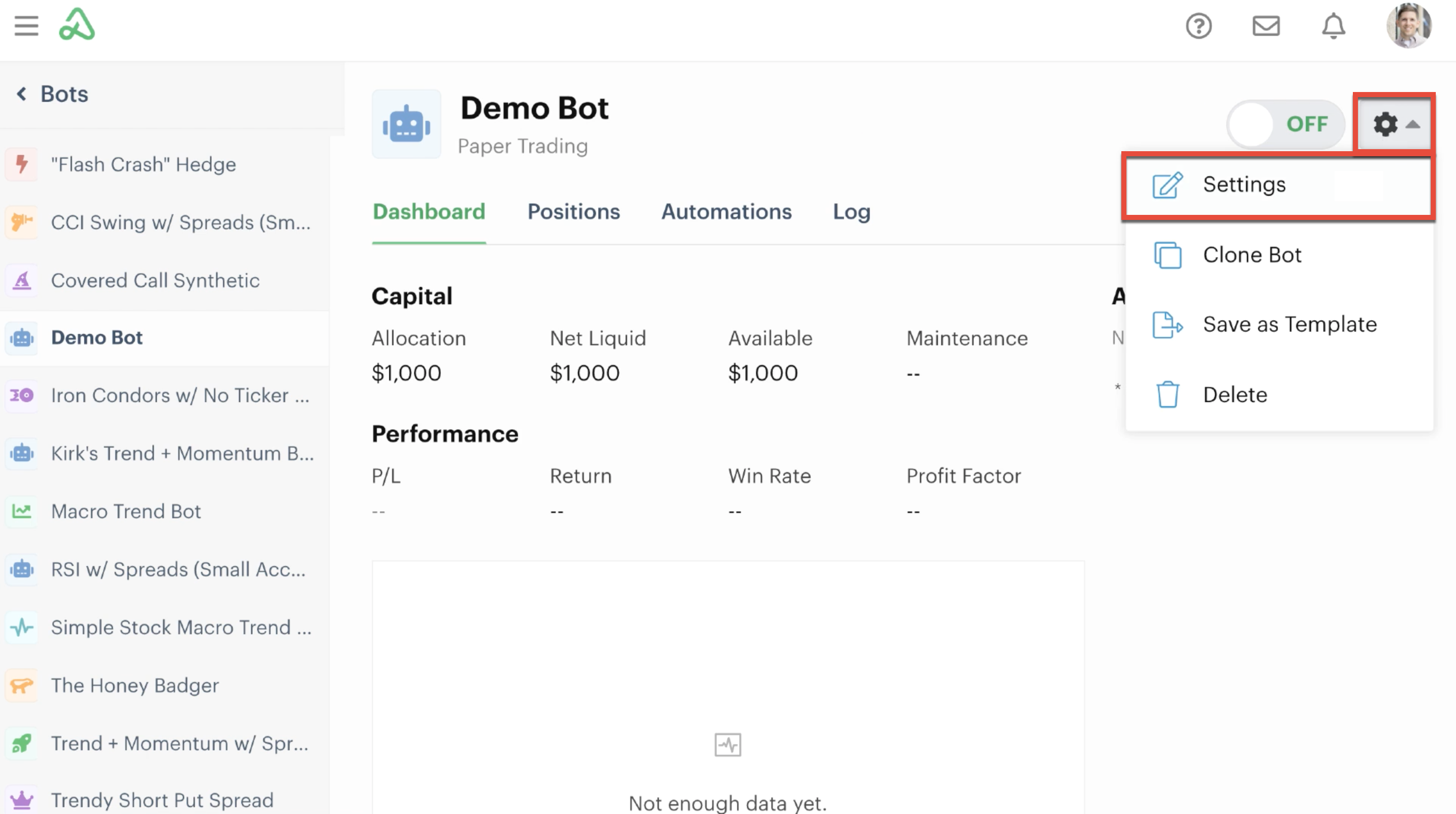 Bot settings