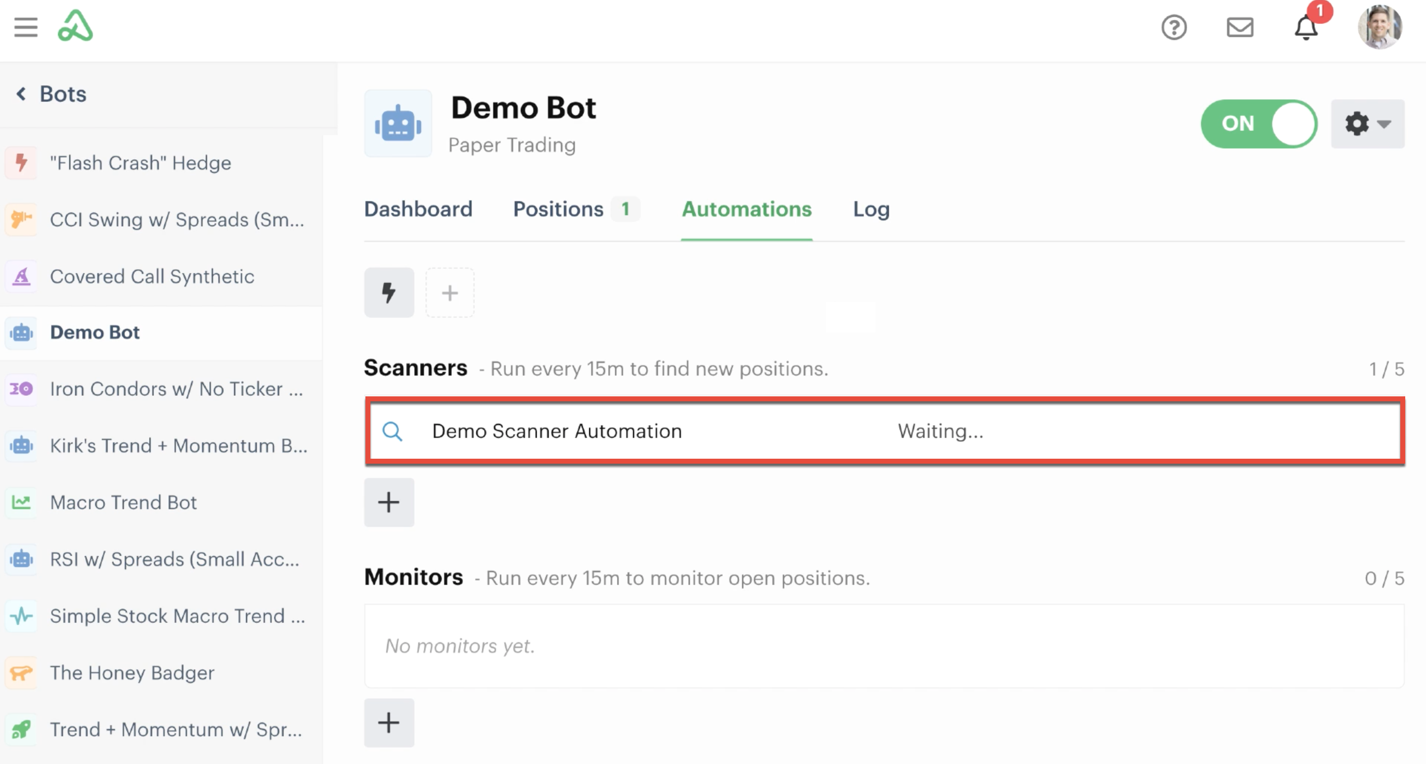 Scanner automation in waiting mode