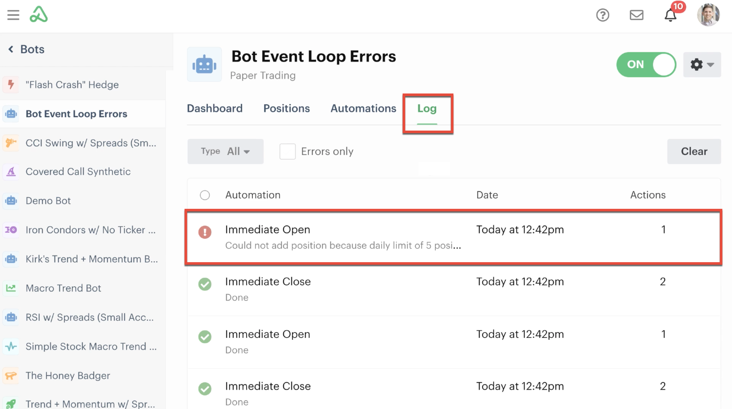 Event loop error