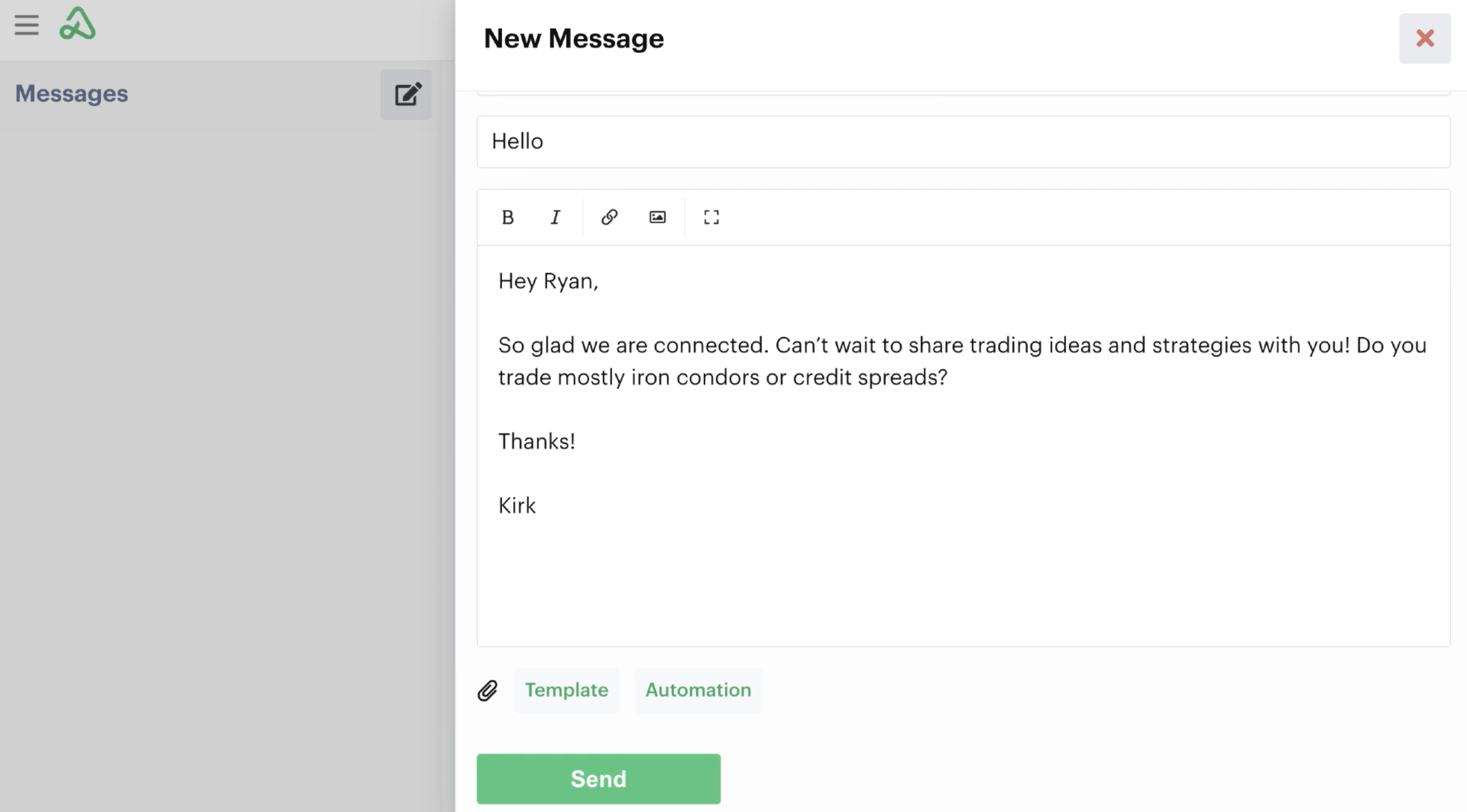 New message page