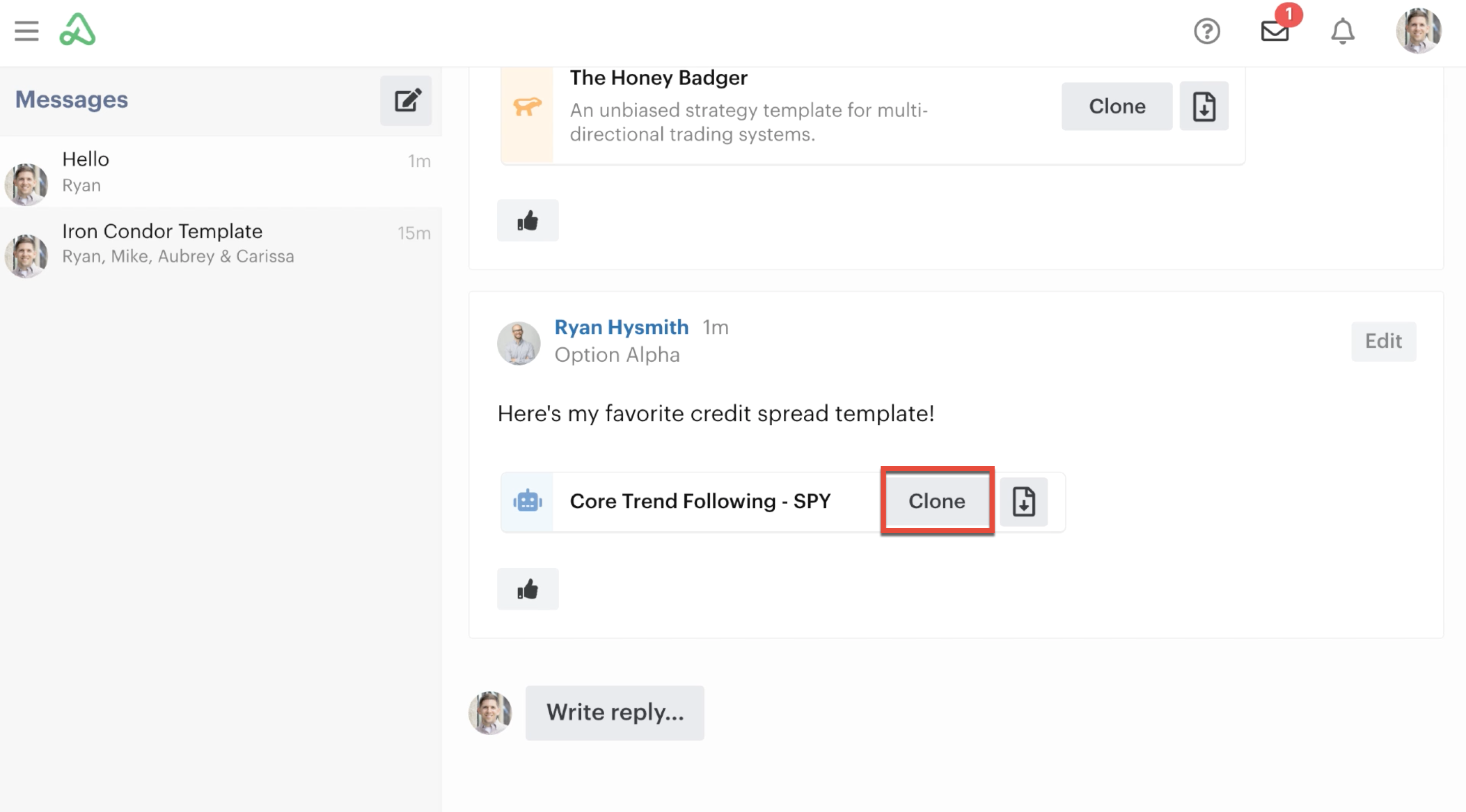 Cloning from a shared template