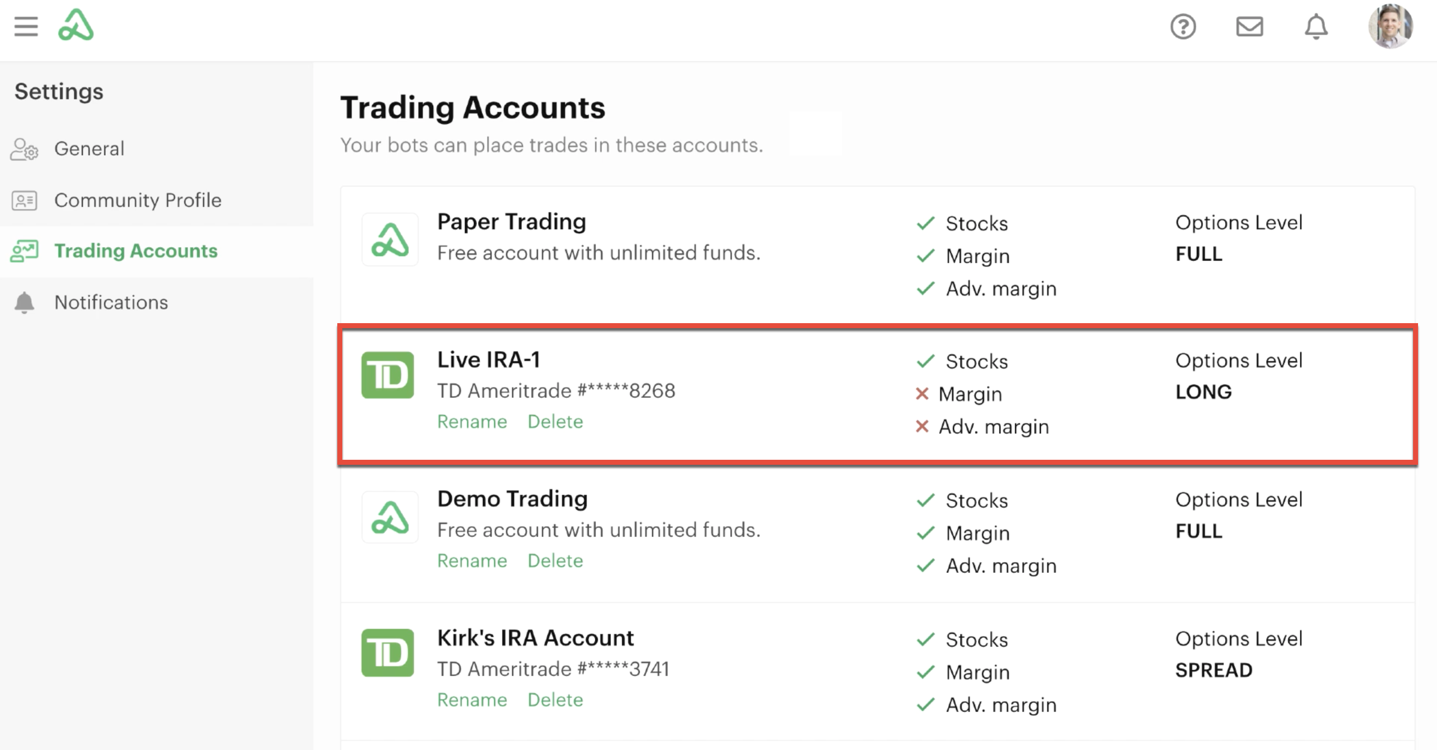 Account authorizations and approval levels