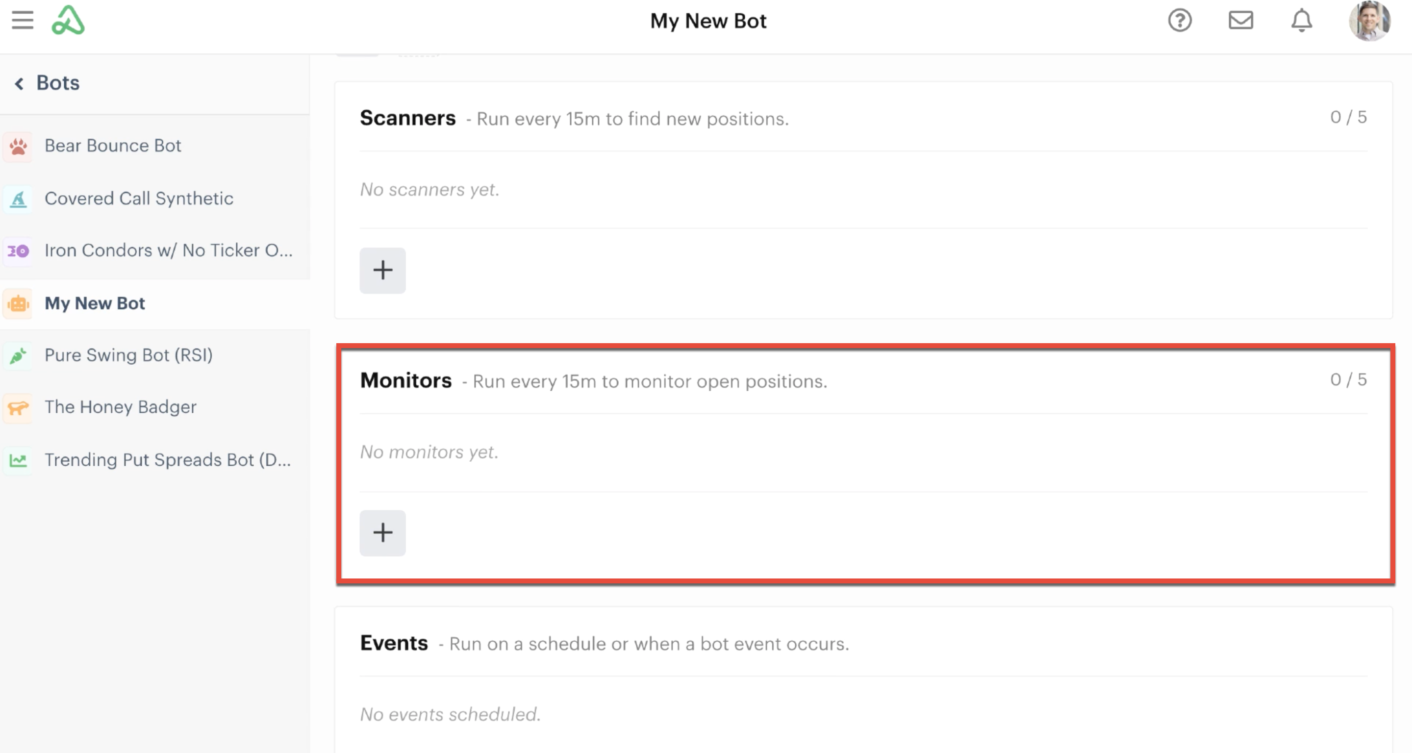 Monitor automations highlighted in Automations tab