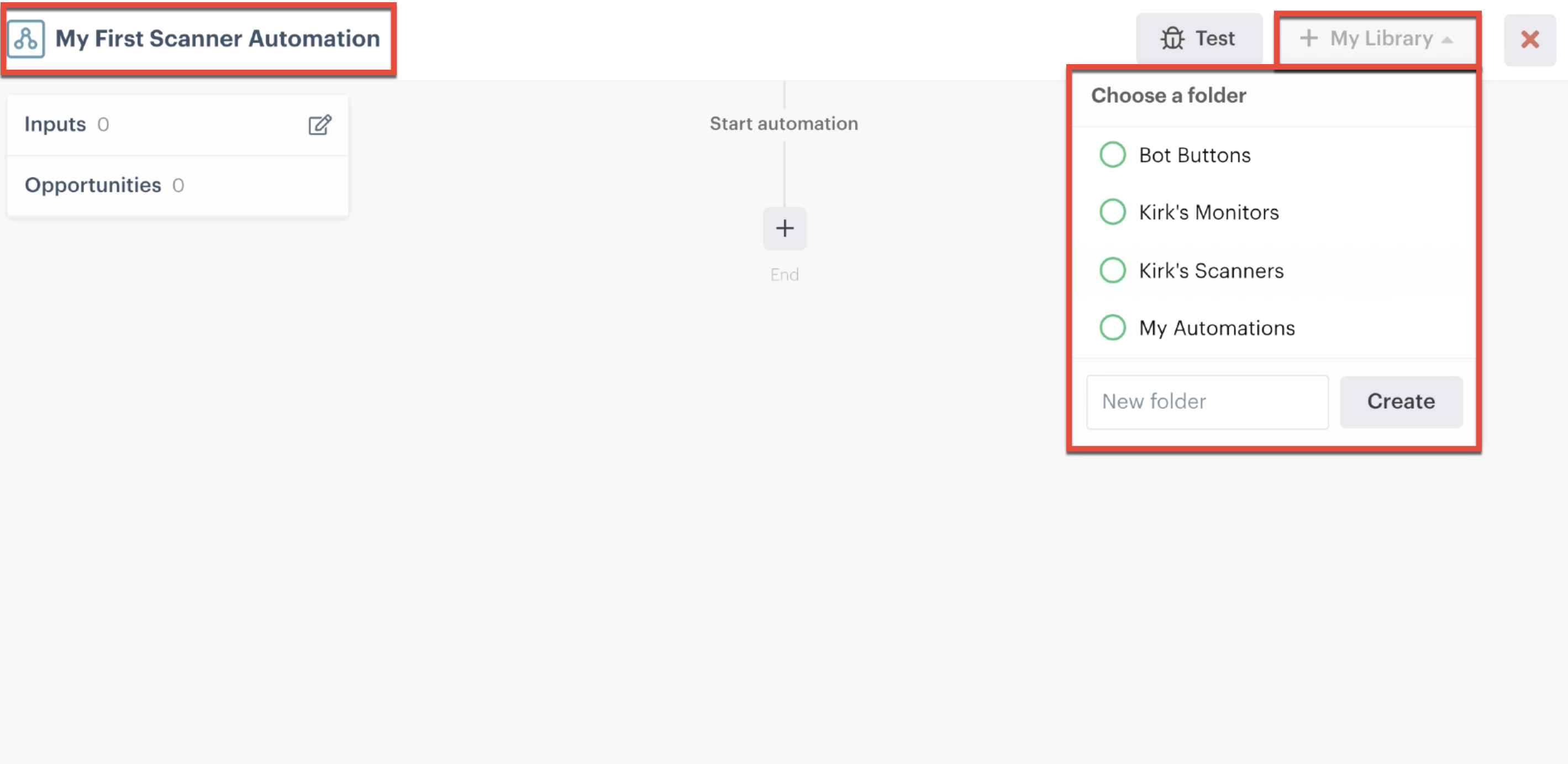Naming and saving the automation