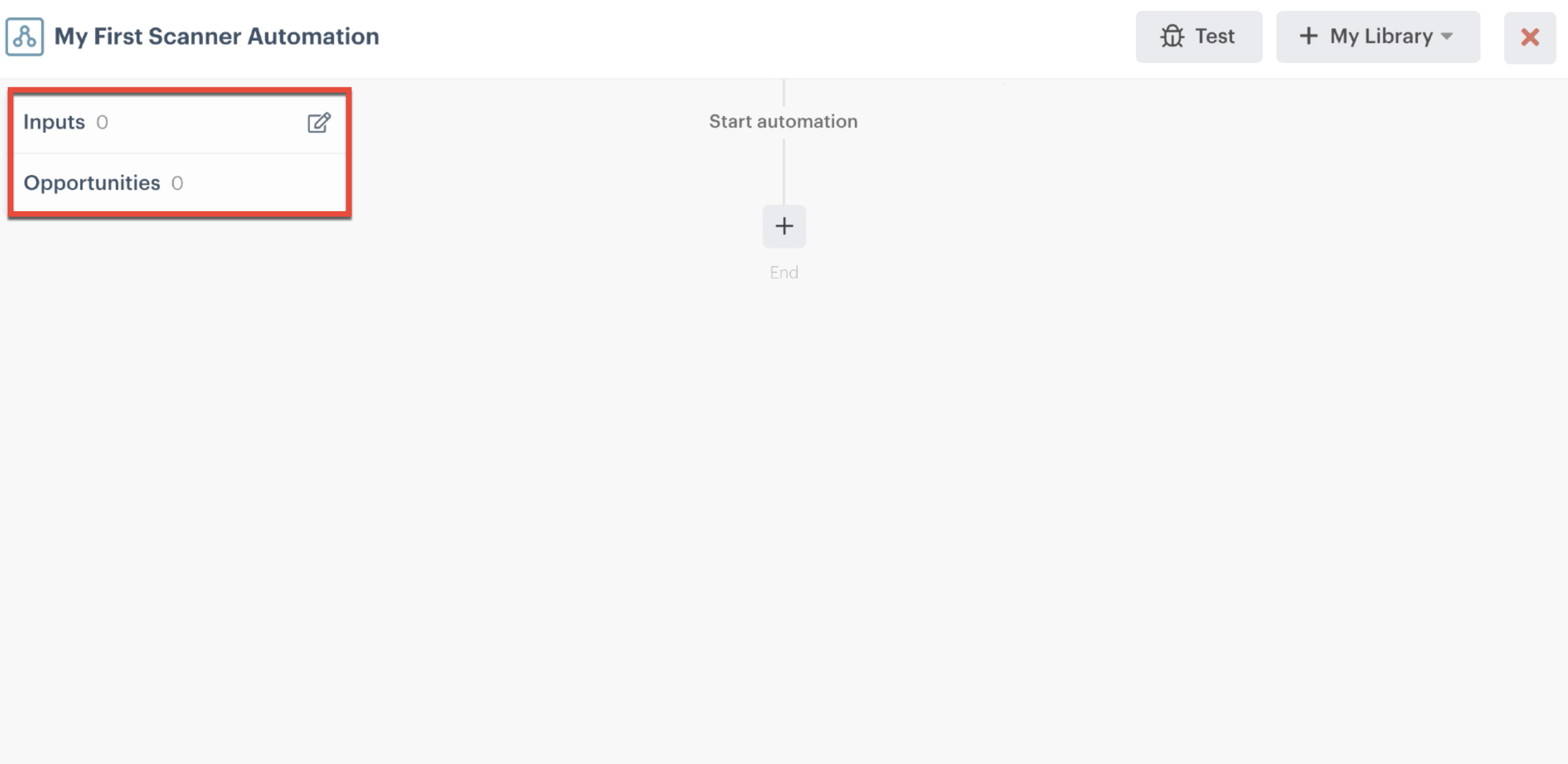 Control panel with inputs and opportunities displayed