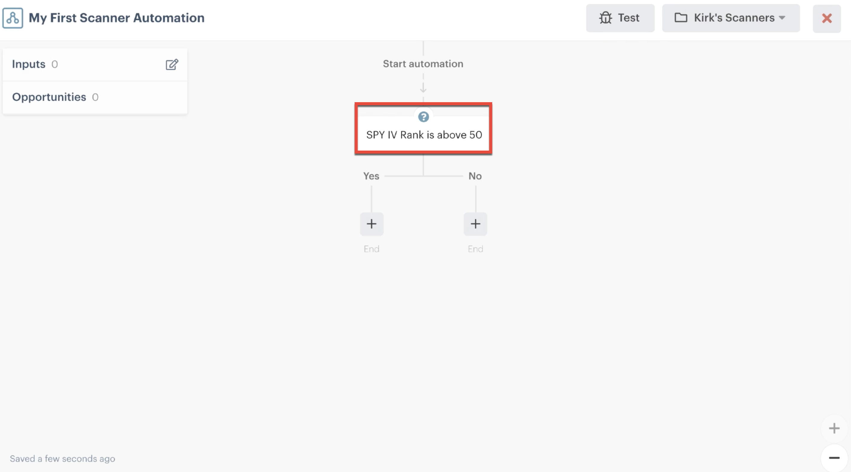 Image of completed decision recipe added to the automation editor