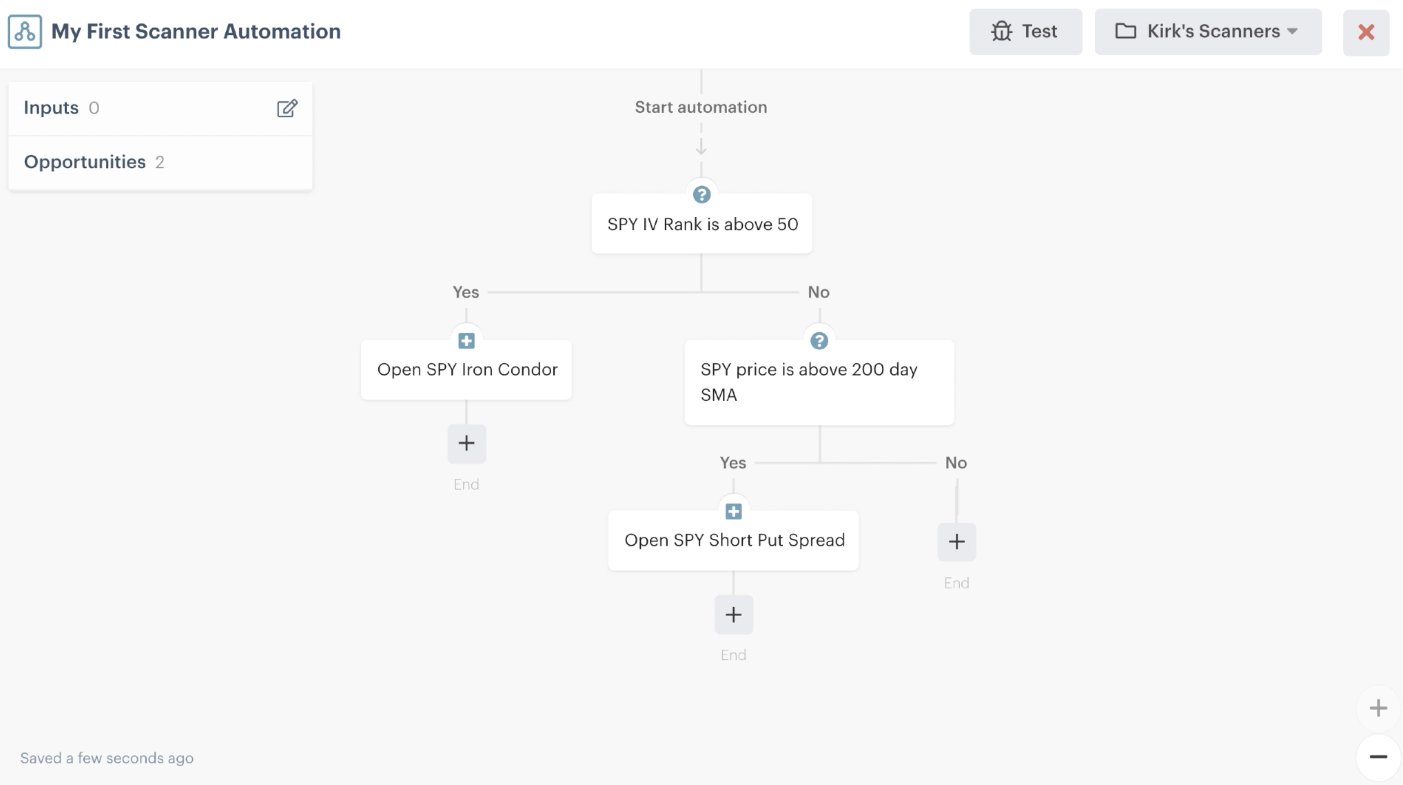Automation editor with multiple actions