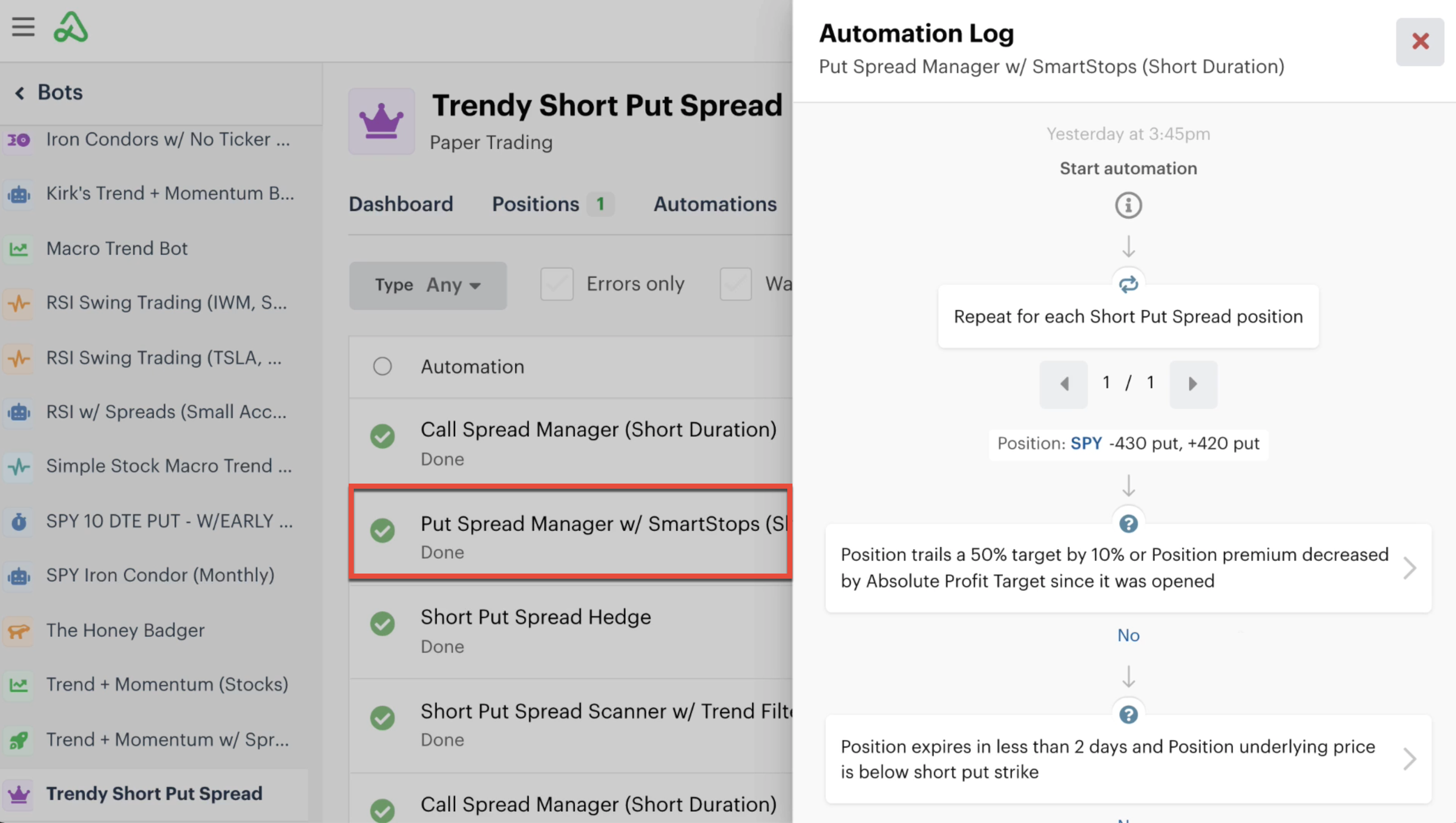 Automation log