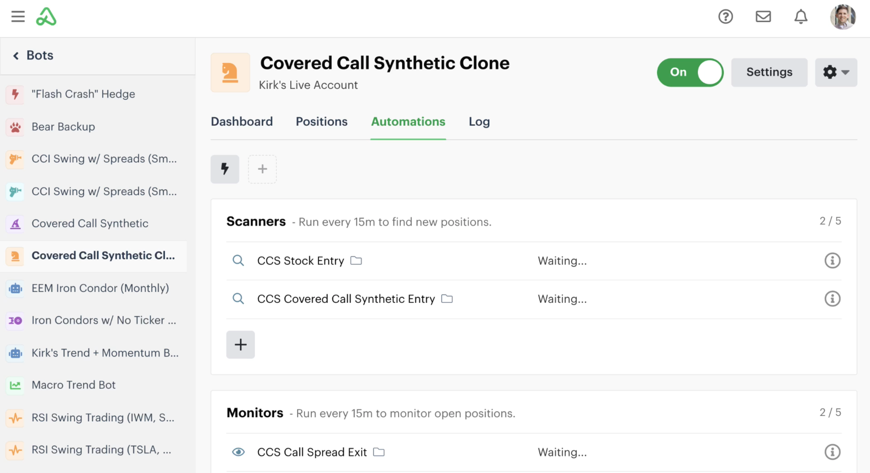 New cloned bot turned on