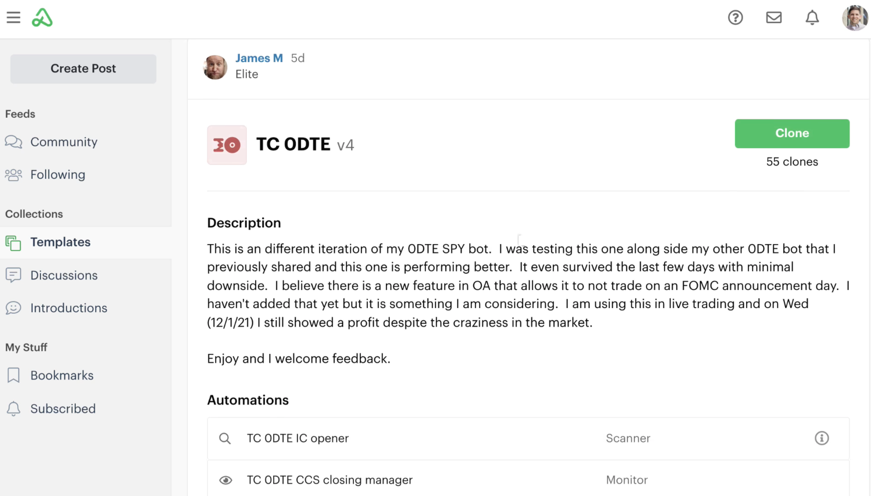Shared bot template details