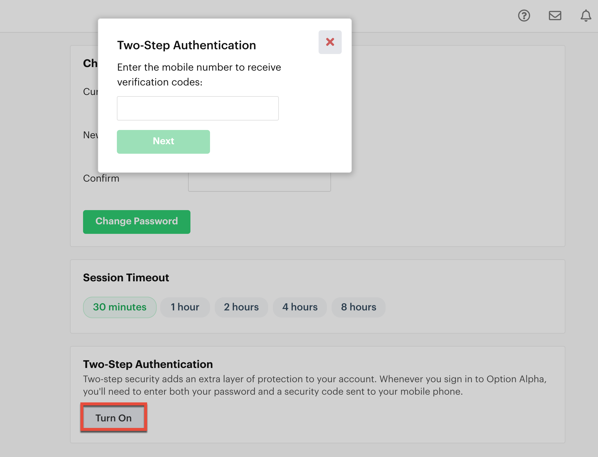Enter mobile number to activate