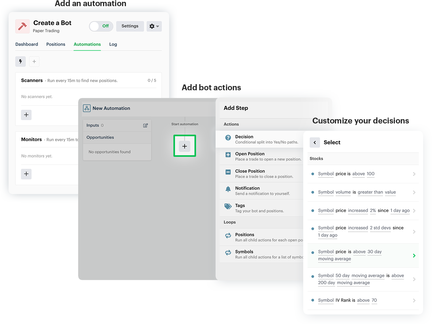 Bot actions and decisions