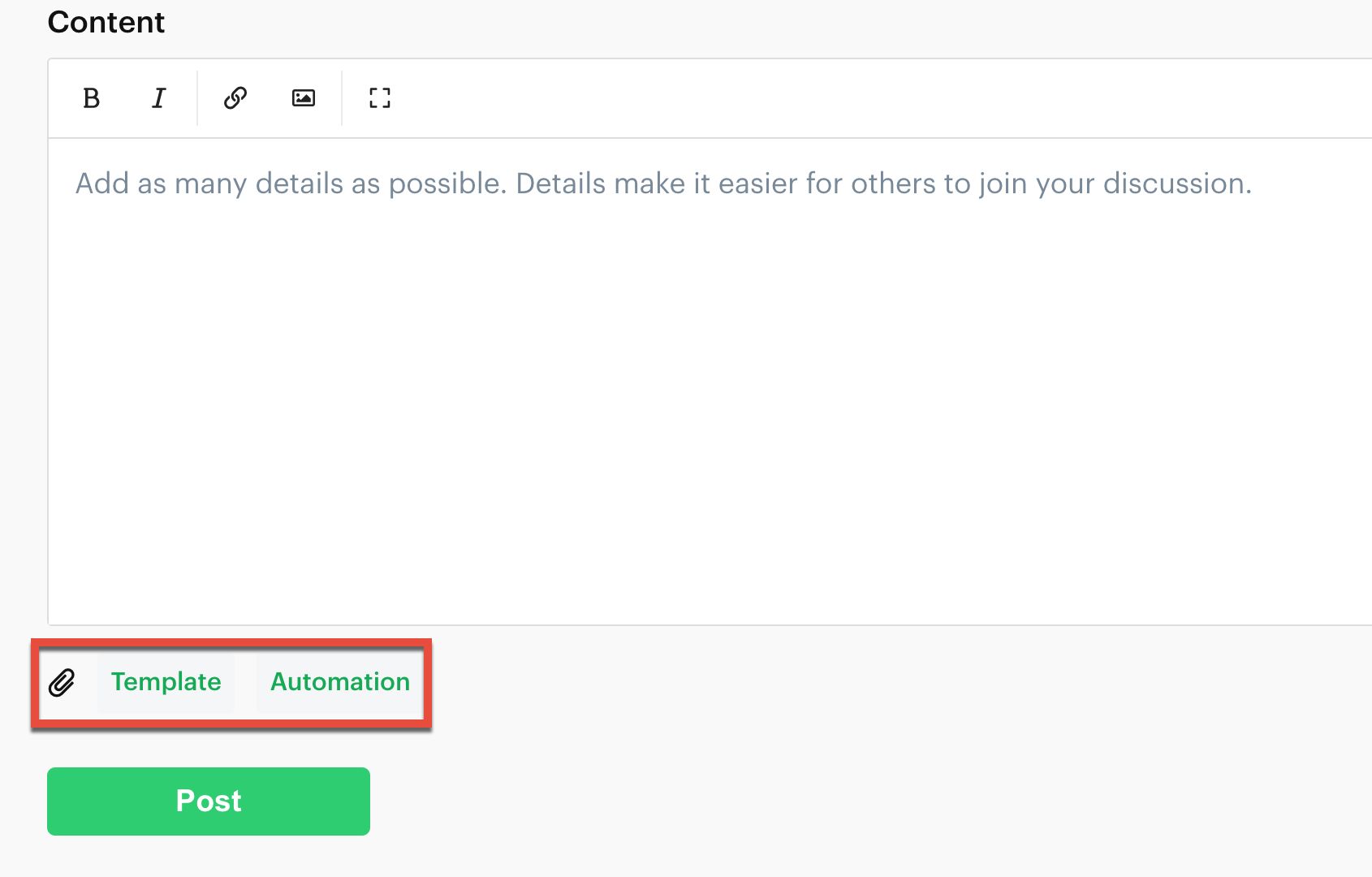Add templates and automations to any post