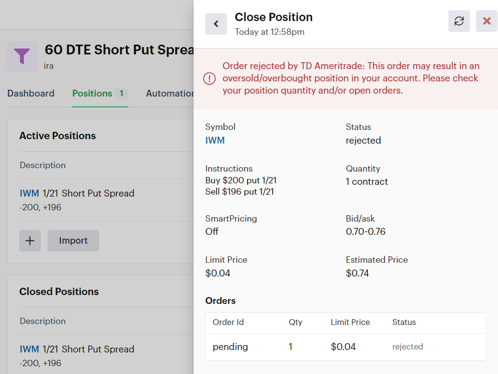 Duplicate orders error