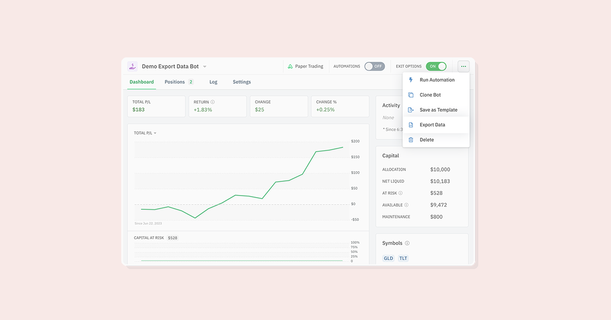 Export & Download Bot Position History Data