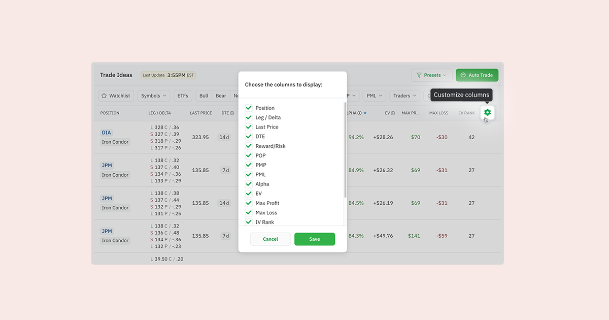 Customizable Columns Added to All Table Views