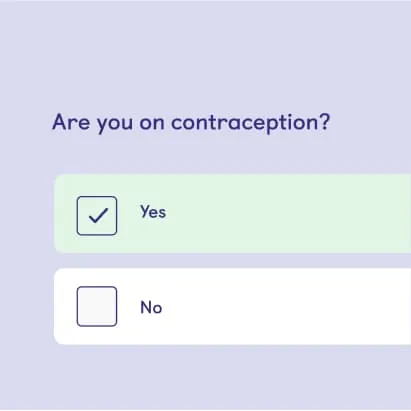 are you on contraception check boxes - yes or no