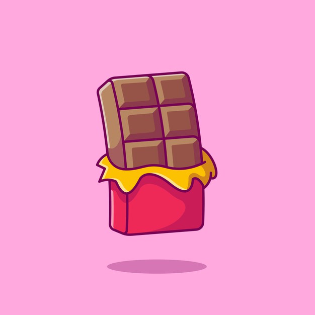 Chocolate bar cartoon icon illustration. Free Vector