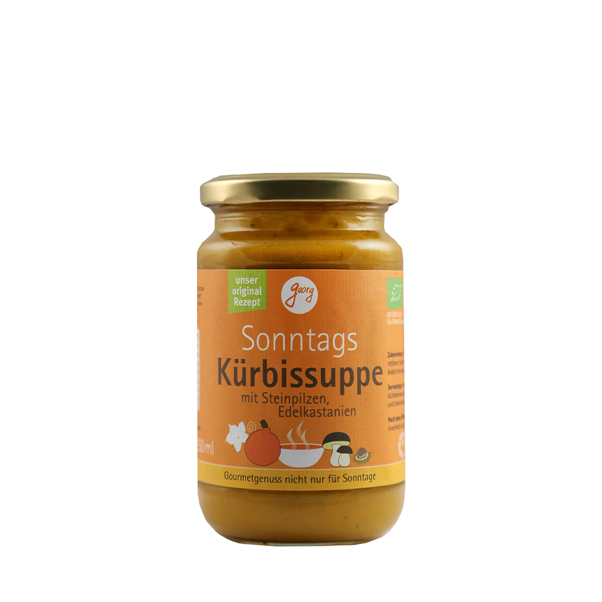 Sonntags-Kürbissuppe mit Steinpilzen und Maroni | Georg Shop