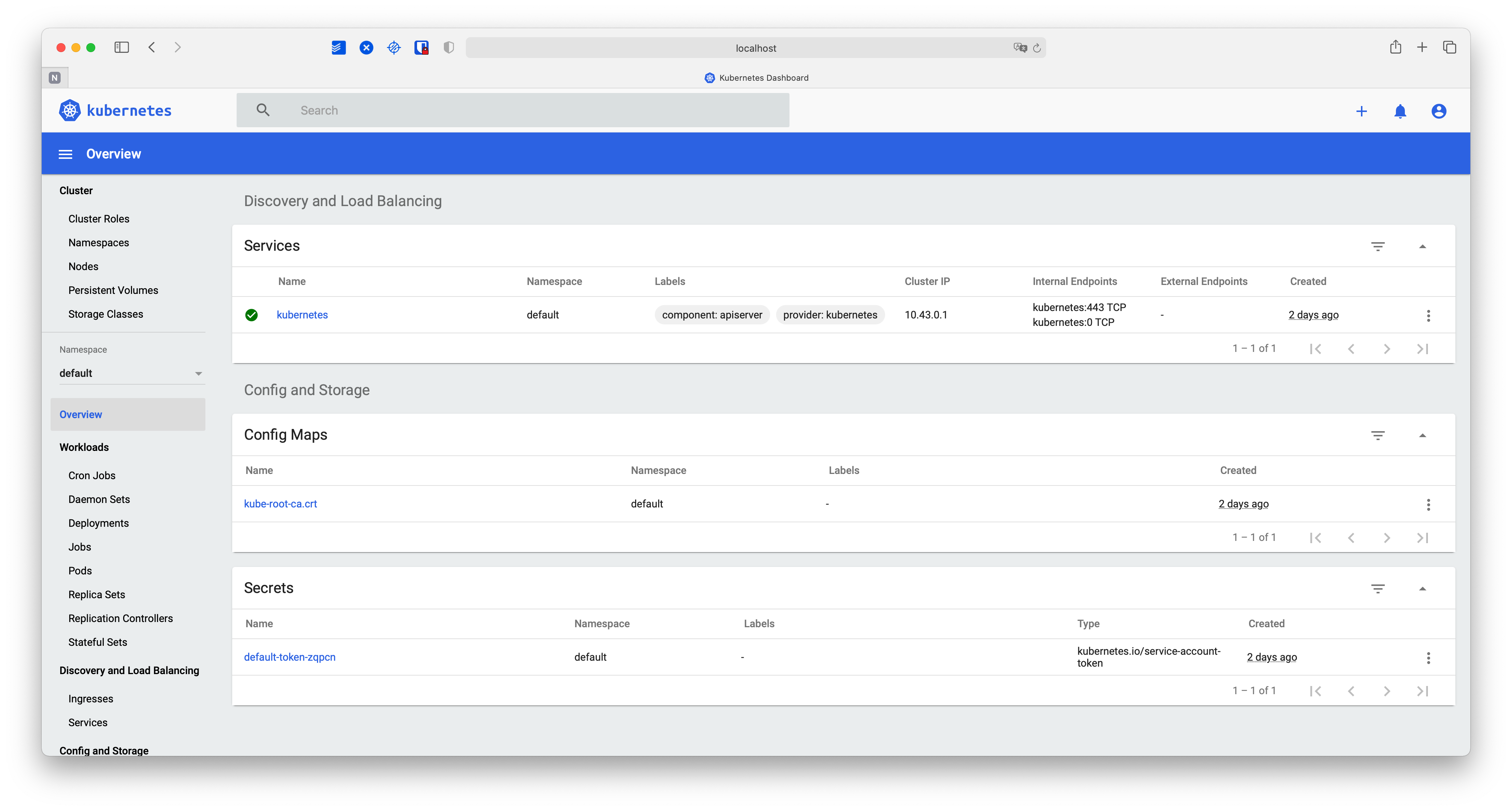 Web UI Initial Screen