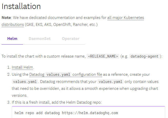 Datadog install