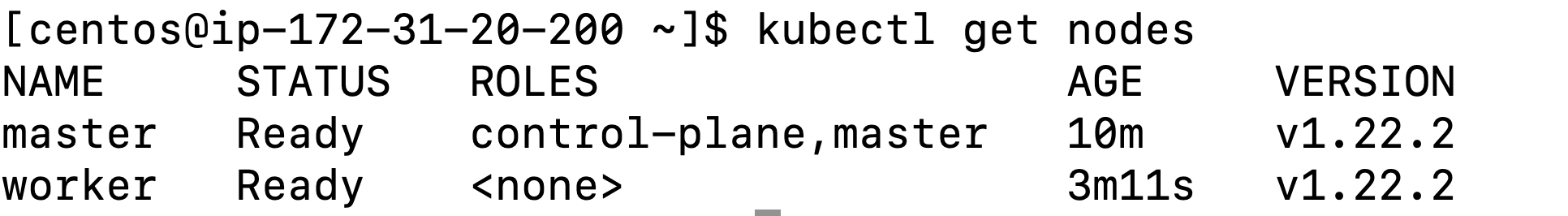 Kubernetes cluster node status