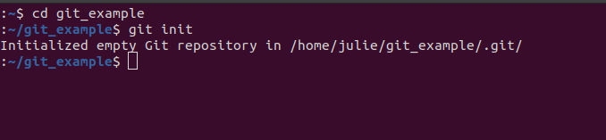 A screenshot showing how to initialize a Git repo