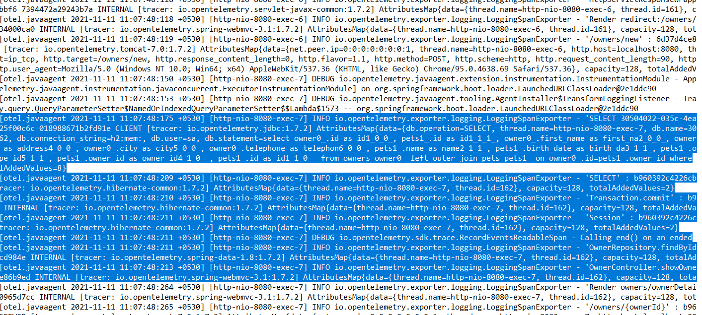OpenTelemetry logs