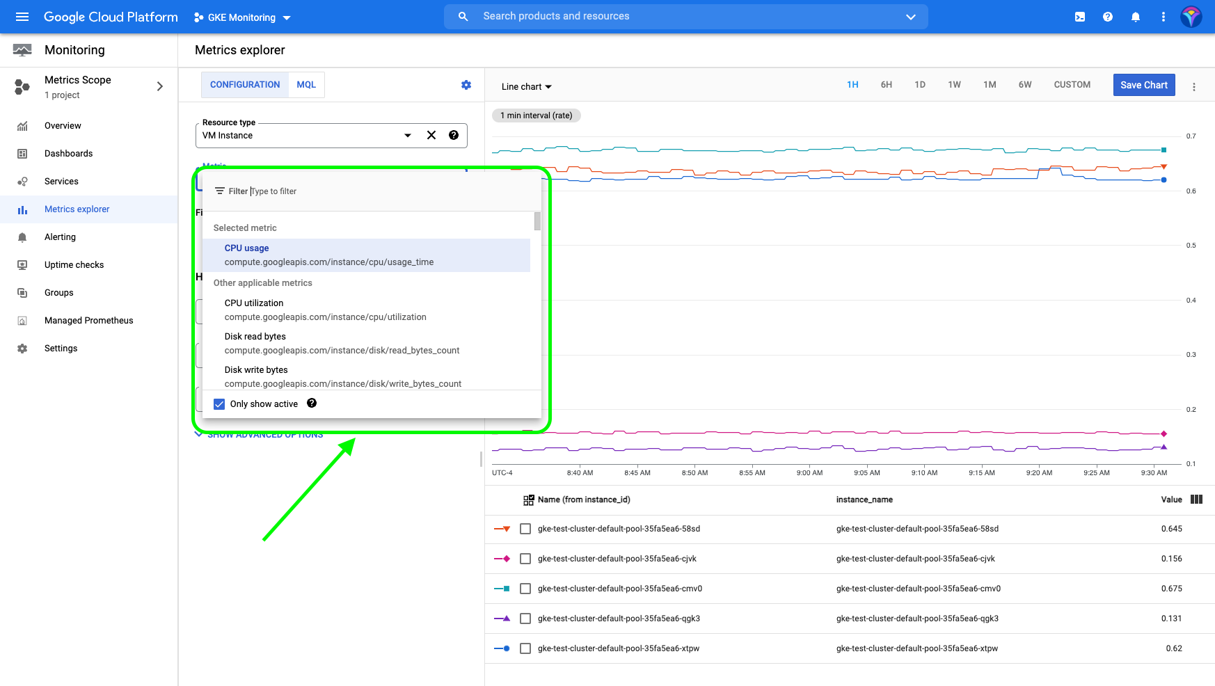 Metrics explorer