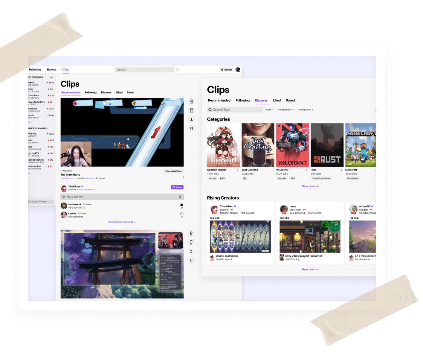 Mocked up interface of Twitch redesign.