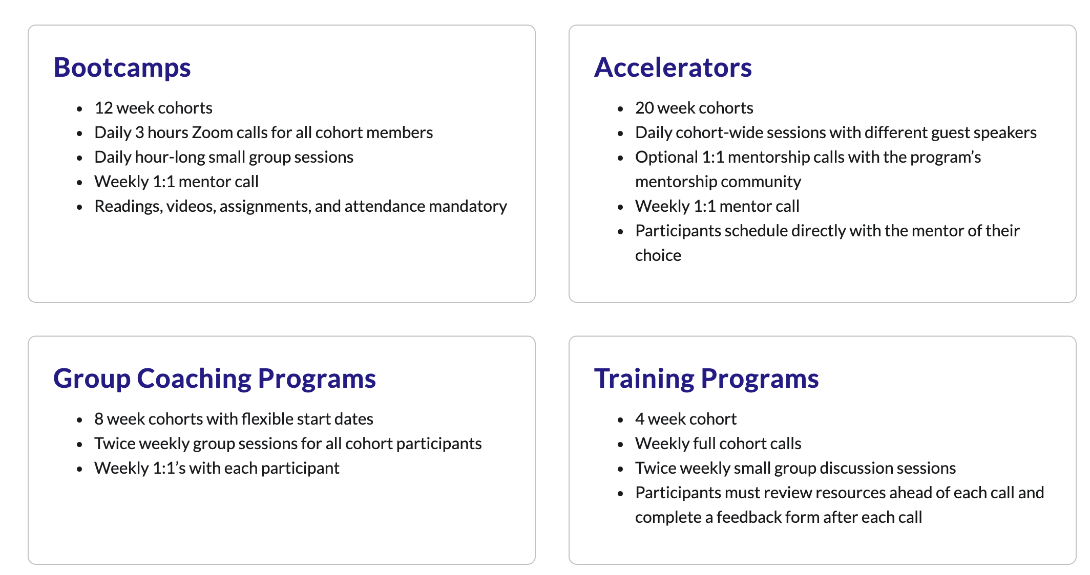 Different ways to leverage live group learning for bootcamps, accelerators, coaches, and training programs